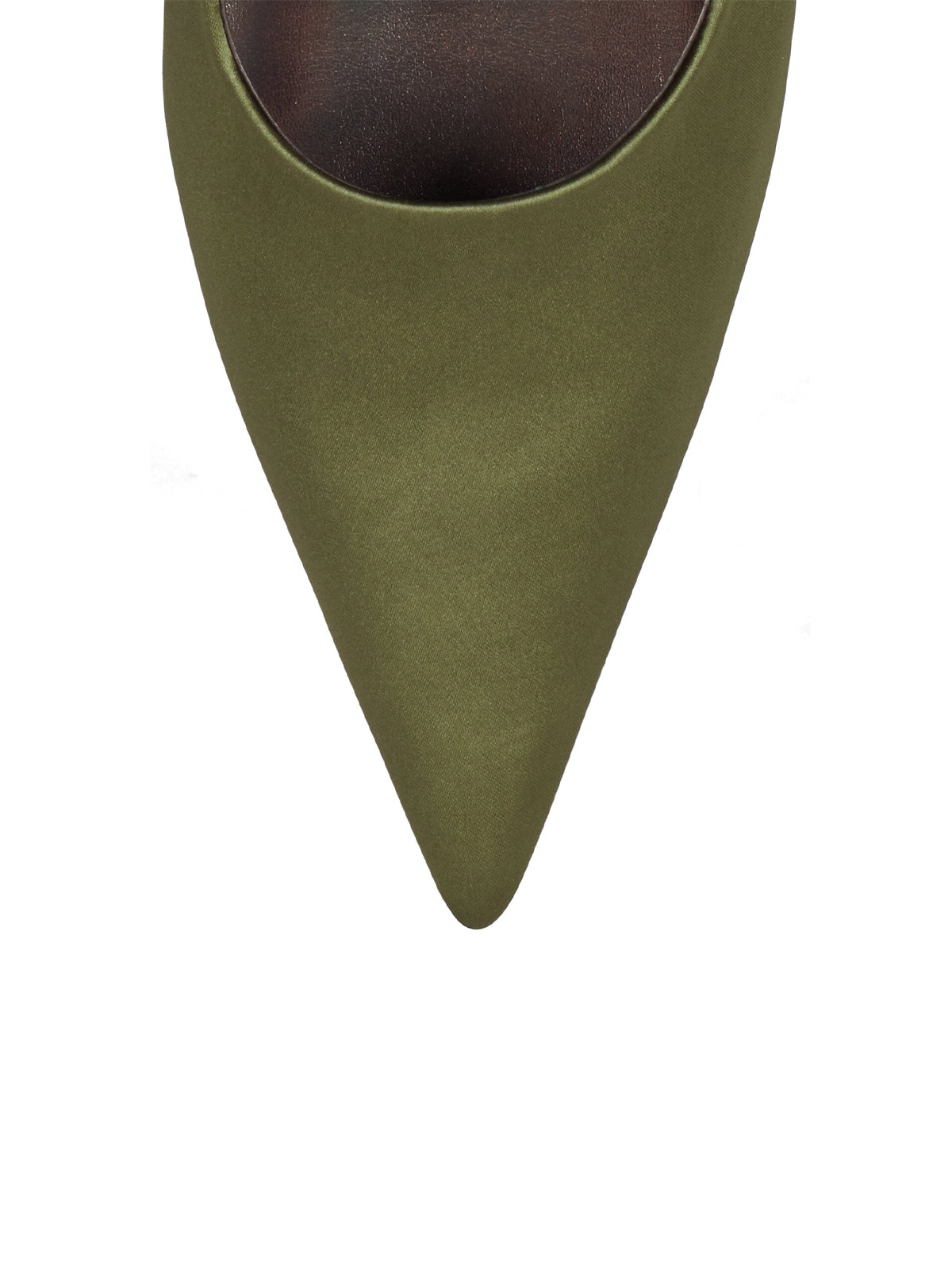 Olive Green Satin Pointed-Toe Slip-On Slingback Chic High Heels