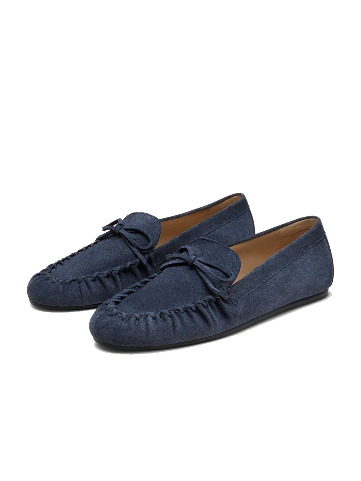 Purple Faux Suede Round-Toe Front Bow Slip-On Chic Flats