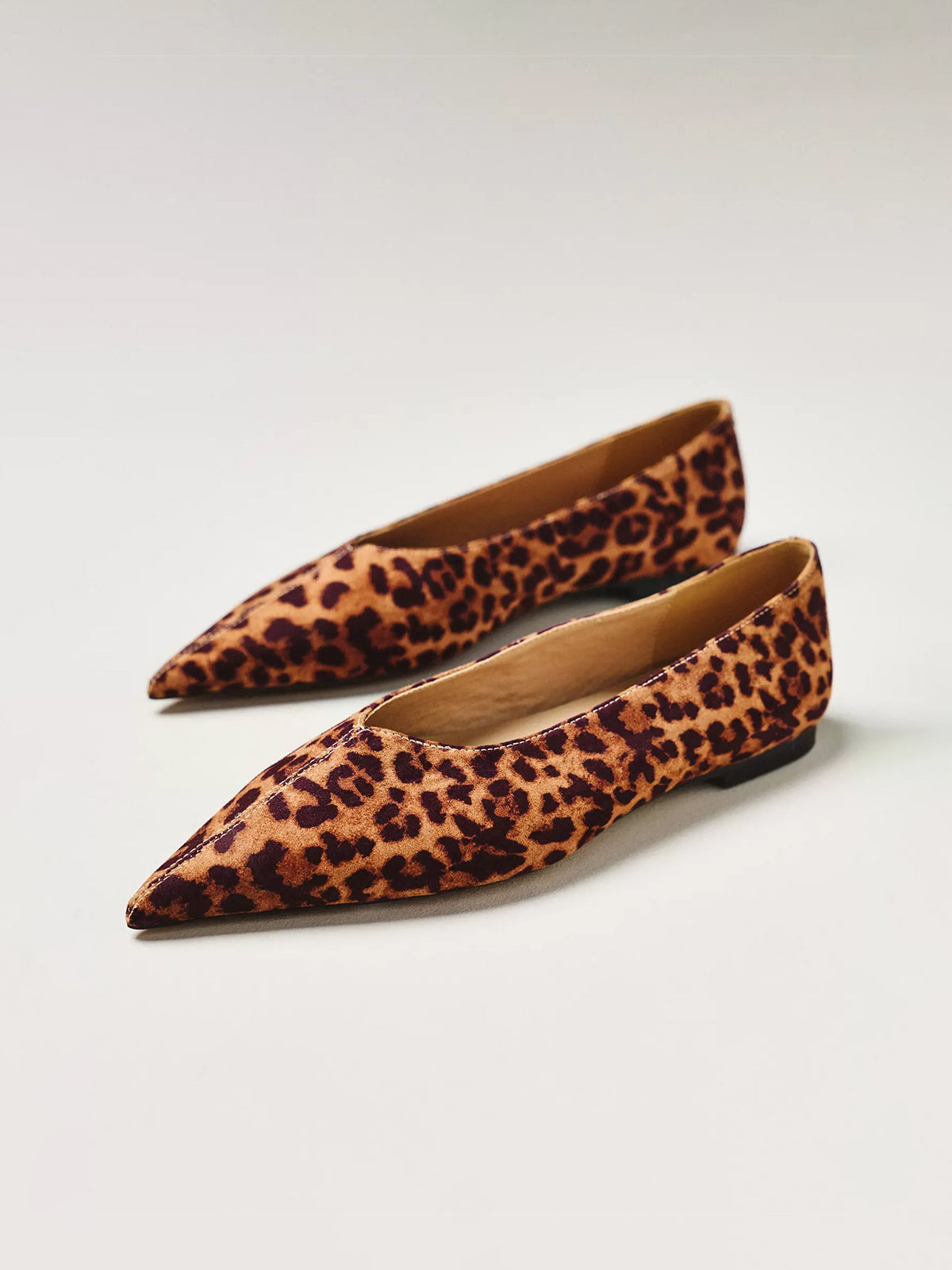 Leopard Lace Mesh Pointed-Toe Slip-On Classic Flats