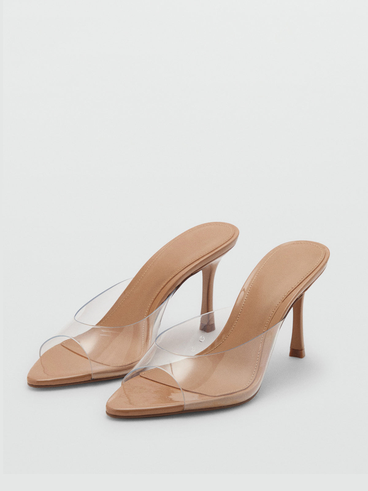 Nude Pointed-Toe Slip-On High Heels With TPU Transparent Film
