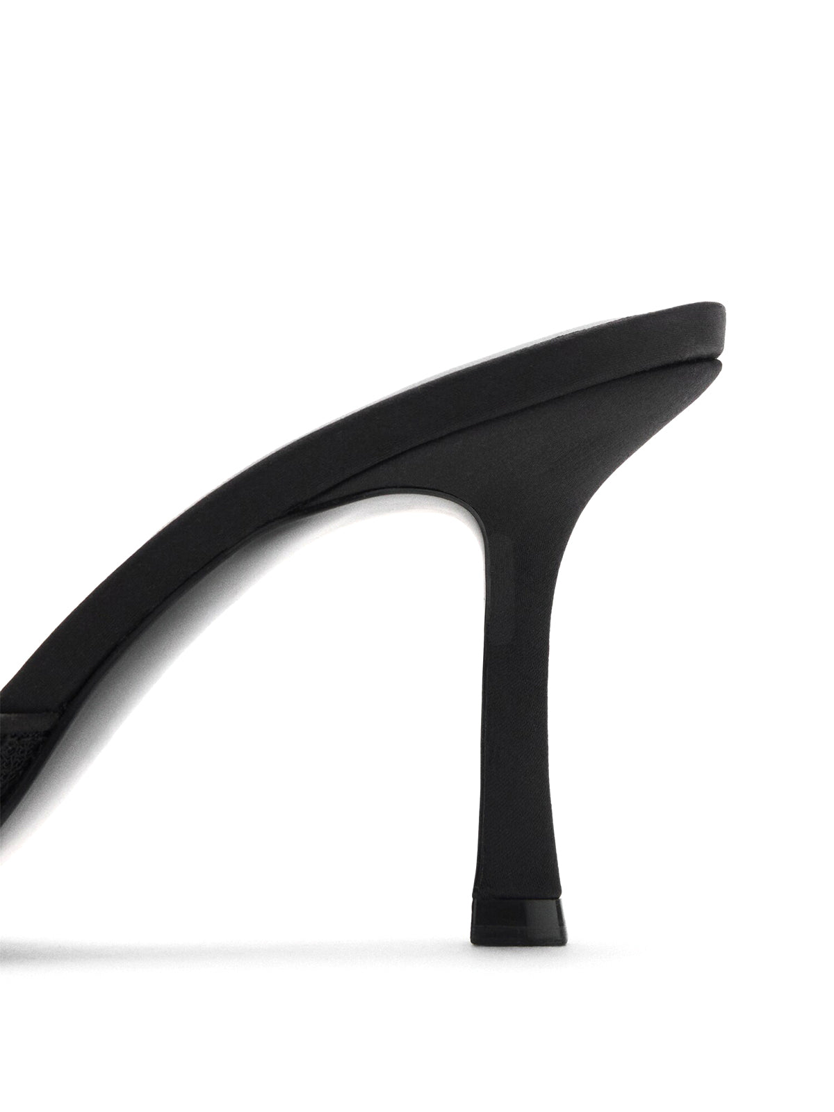 Black Lace Mesh Pointed-Toe Simple High Heels Sandals