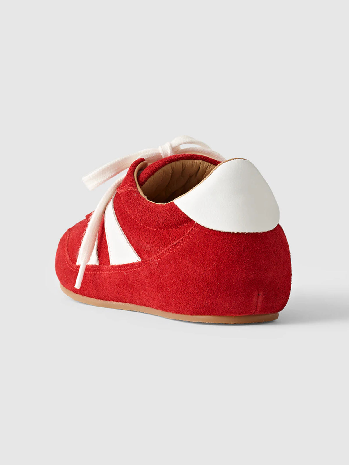 Red Cow Suede And Cow Leather Round-Toe Lace-Up Classic Sneakers