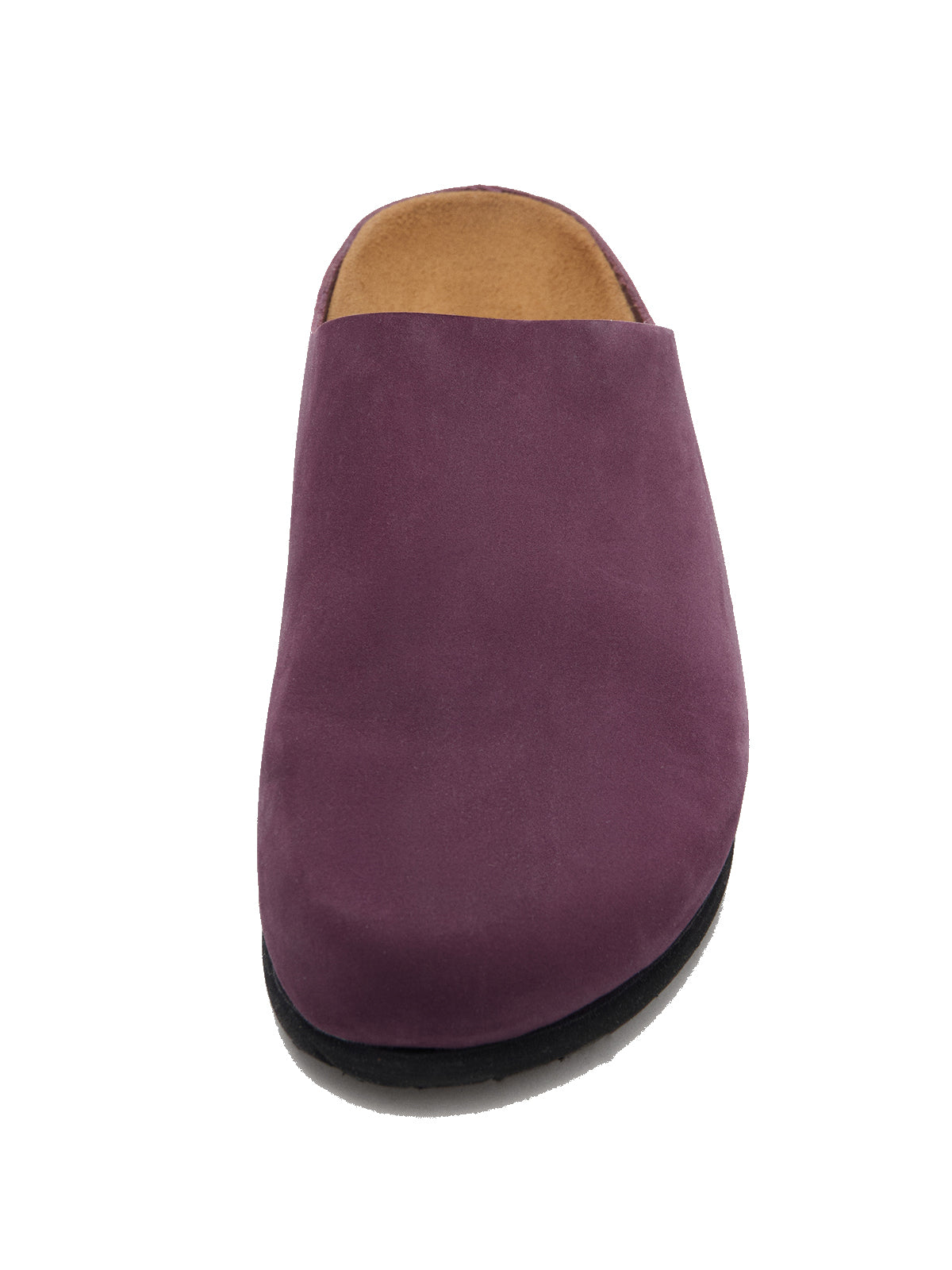 Lilac Faux Suede Round-Toe Simple Slip-On Mules Flats