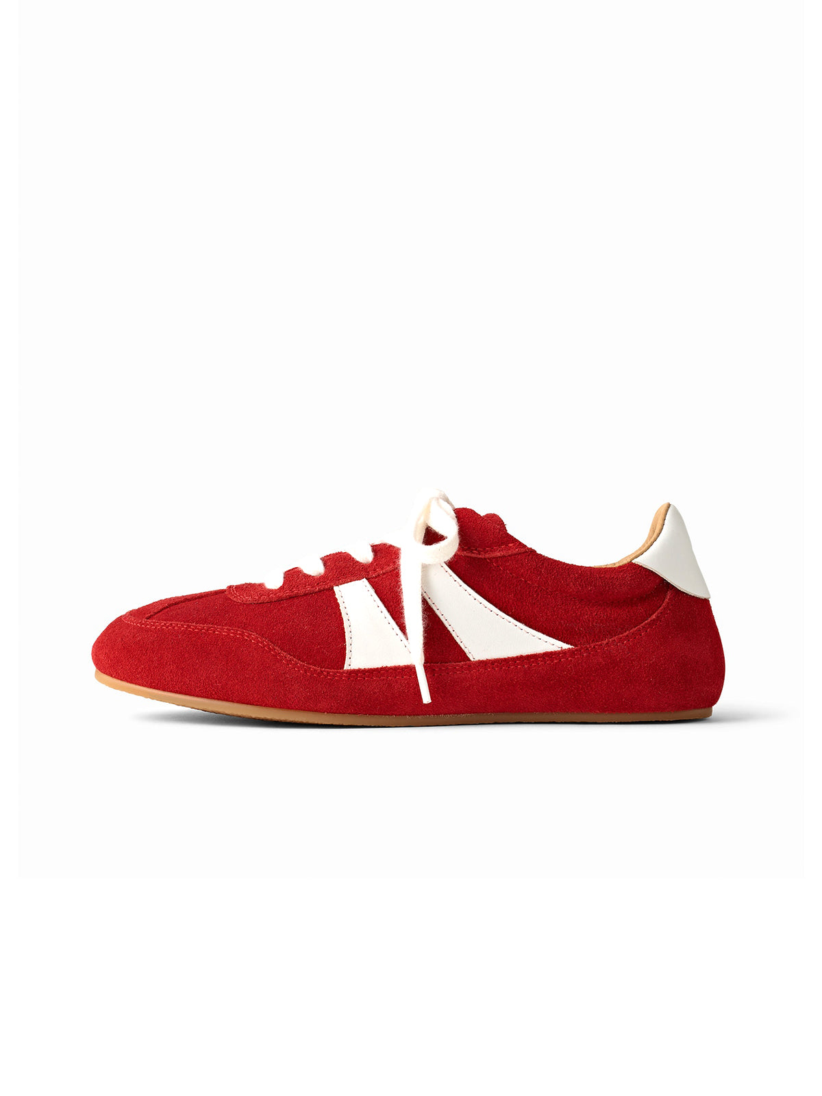 Red Cow Suede Round-Toe Classic Lace-Up Chic Sneakers
