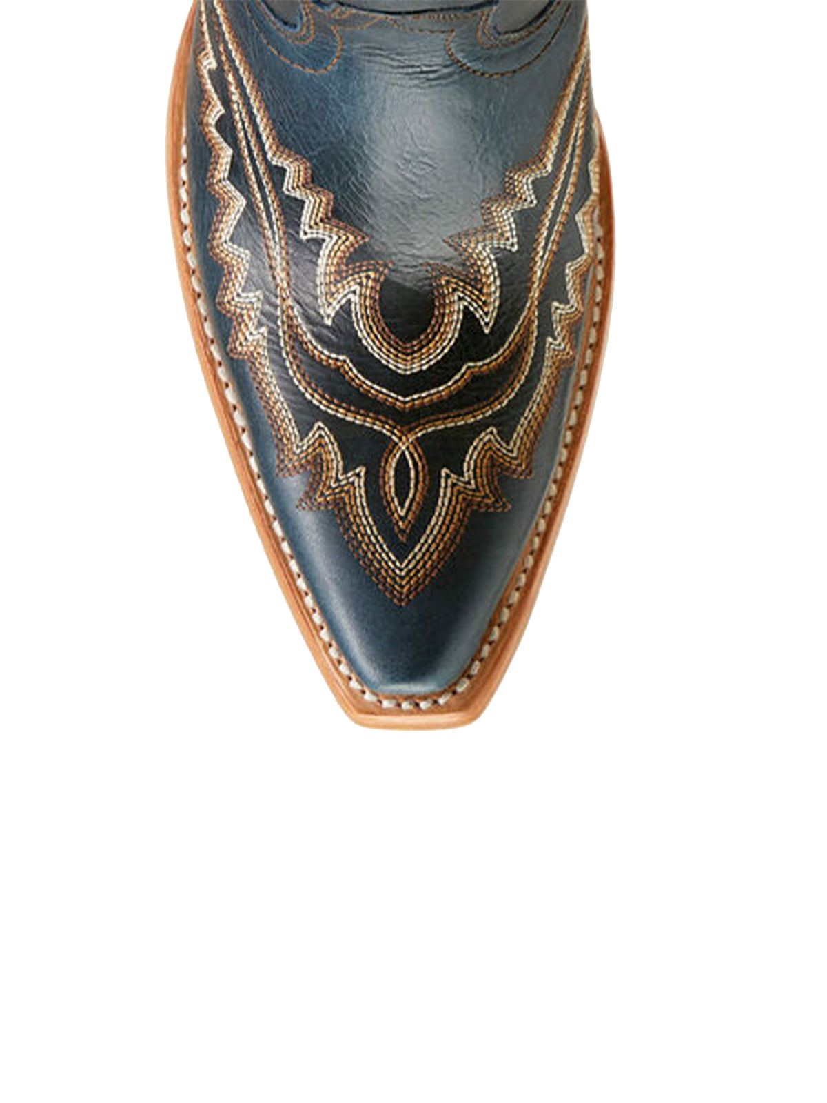 Western Embroidery Tall Snip-Toe Half-Zip Knee High Cowgirl Boots - Dark Navy