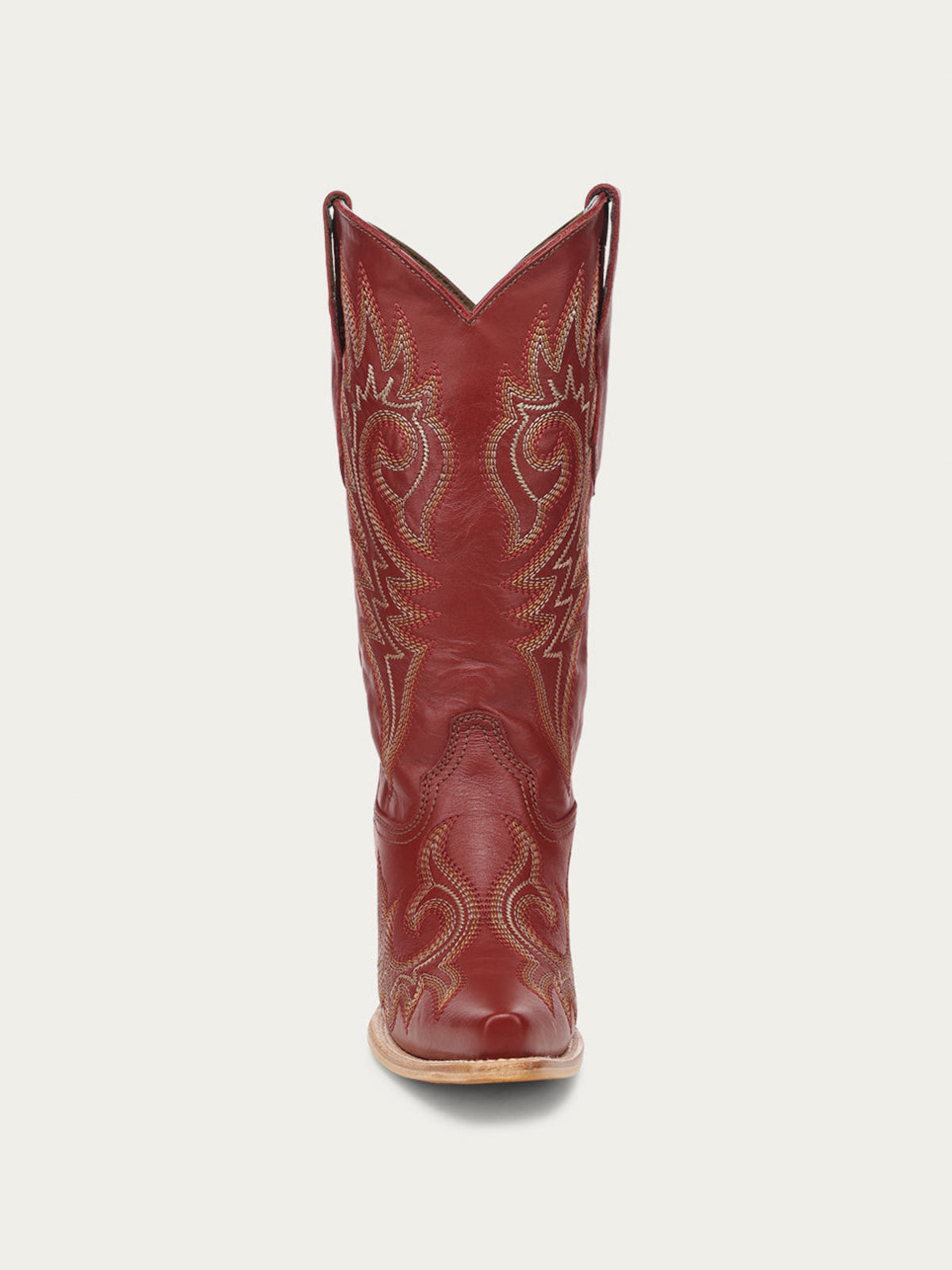 Flames Embroidery Snip-Toe Sleek Mid Calf Cowgirl Boots - Red