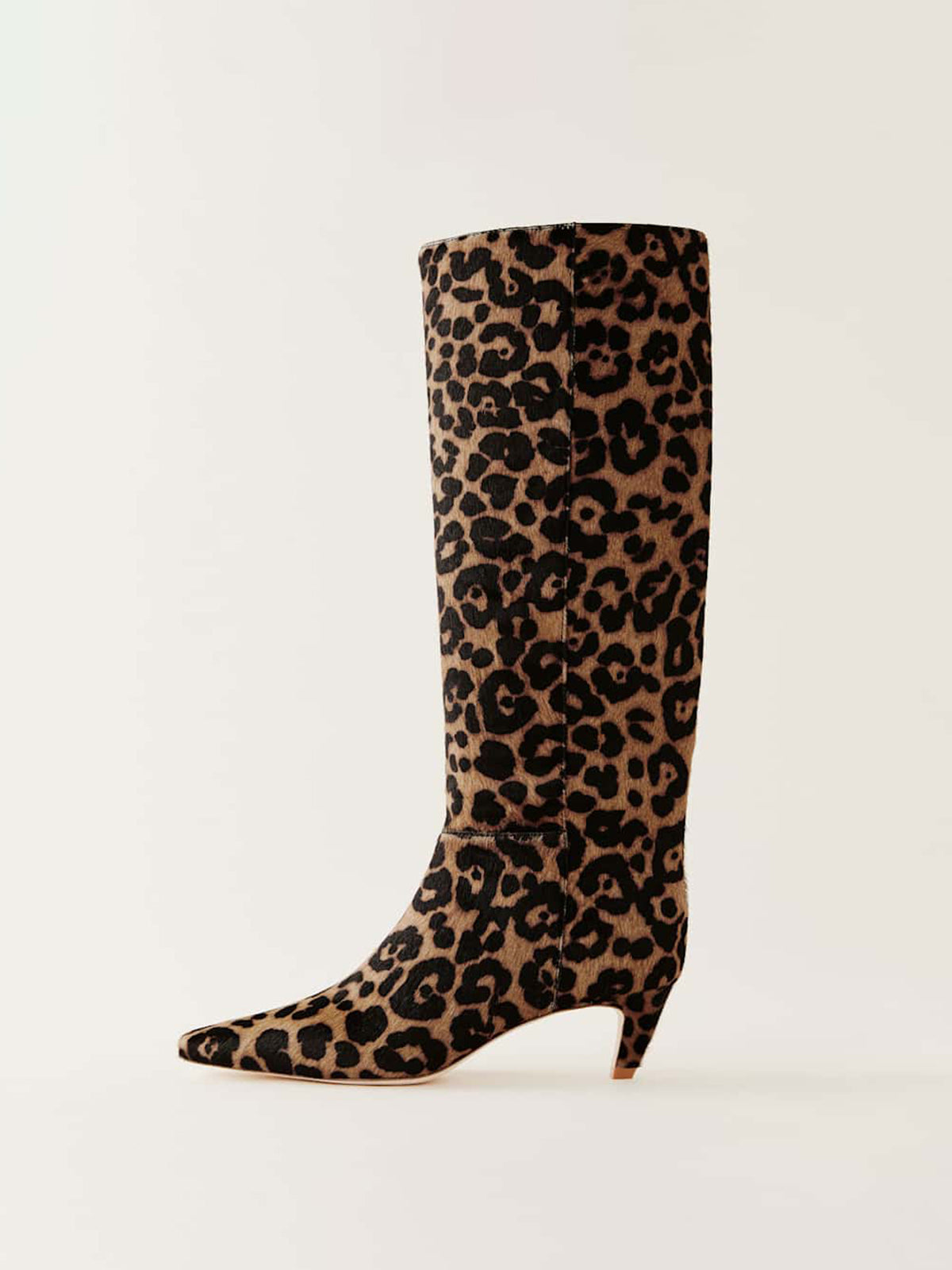 Leopard Print Square-Toe Simple Wide Calf Knee High Stiletto Boots