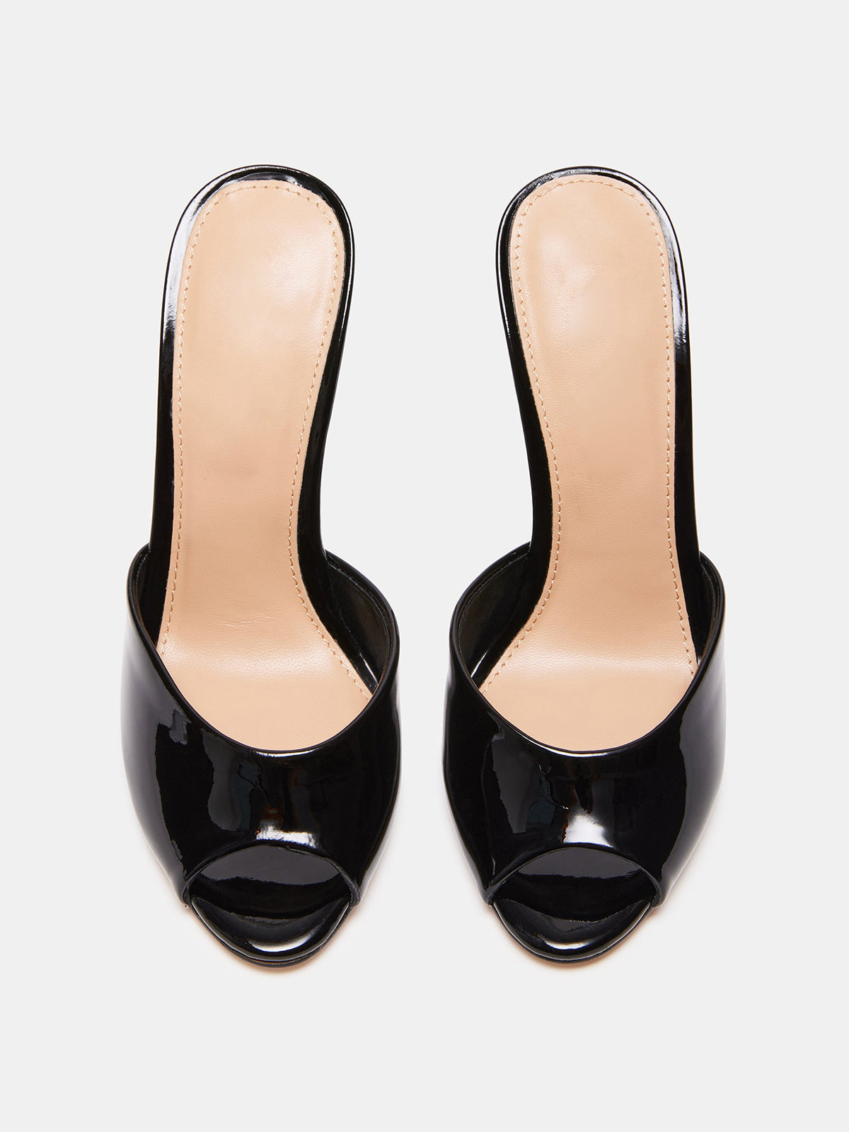 Round-Toe Slip-On High Stiletto Heels Pumps - Patent Black