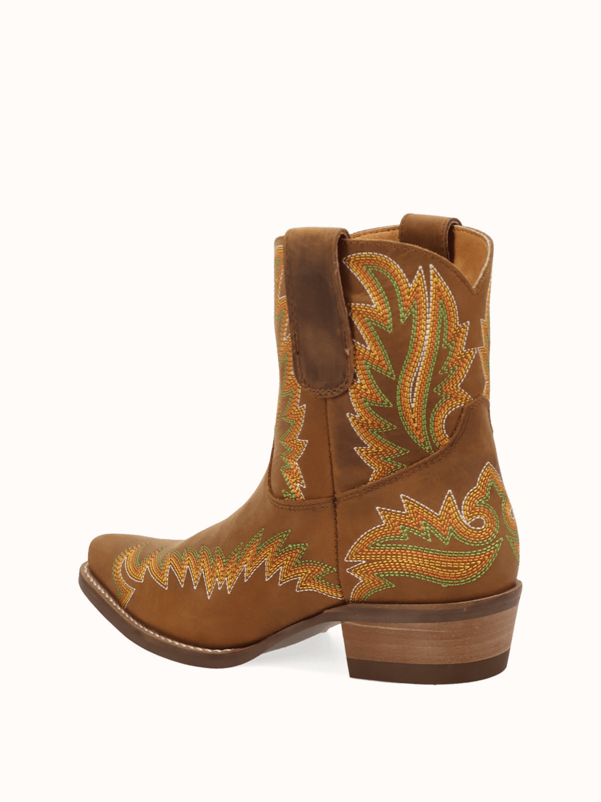 Brown Snip-Toe Chic Flame Embroidery Sleek Ankle Cowgirl Boots