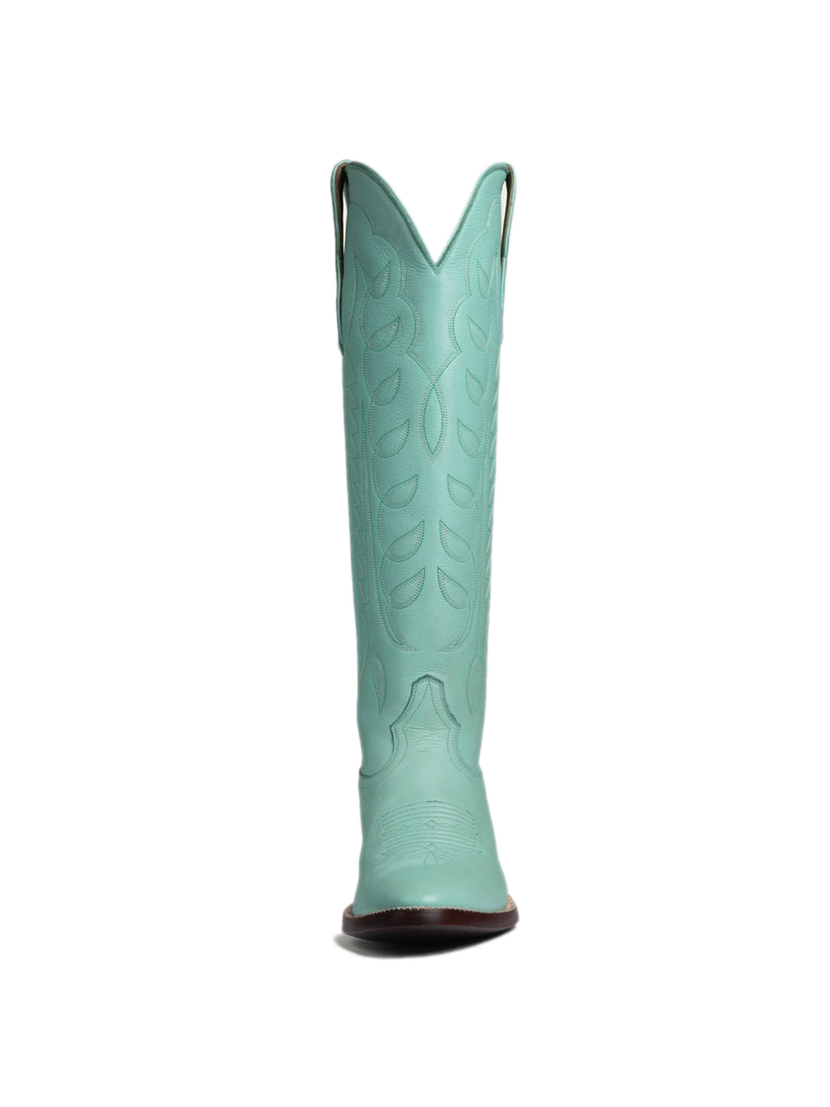 Blue Classic Almond-Toe Embroidery Tall Knee High Wide Calf Cowgirl Boots