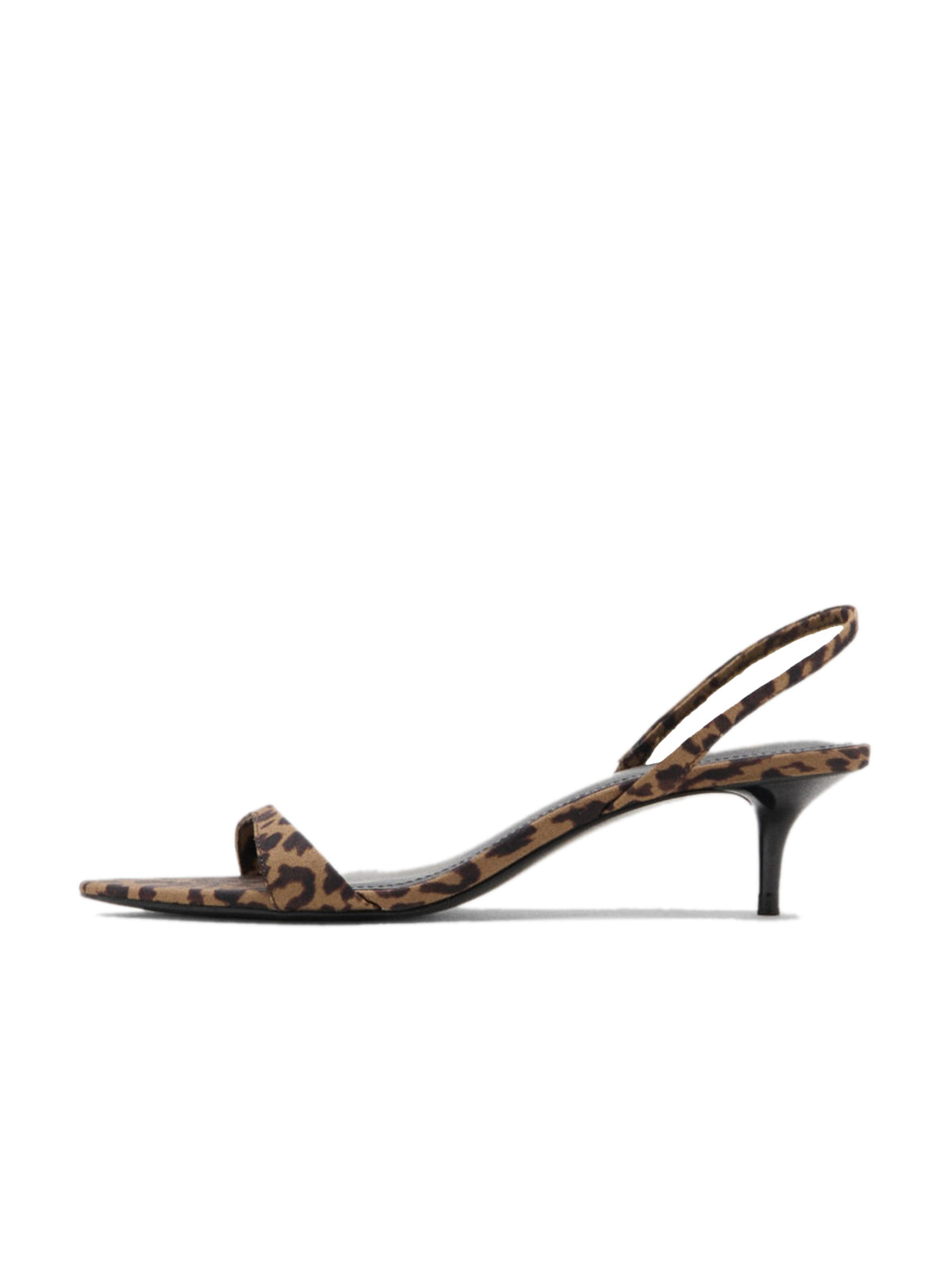 Leopard Satin Round-Toe Slingback Kitten Heels