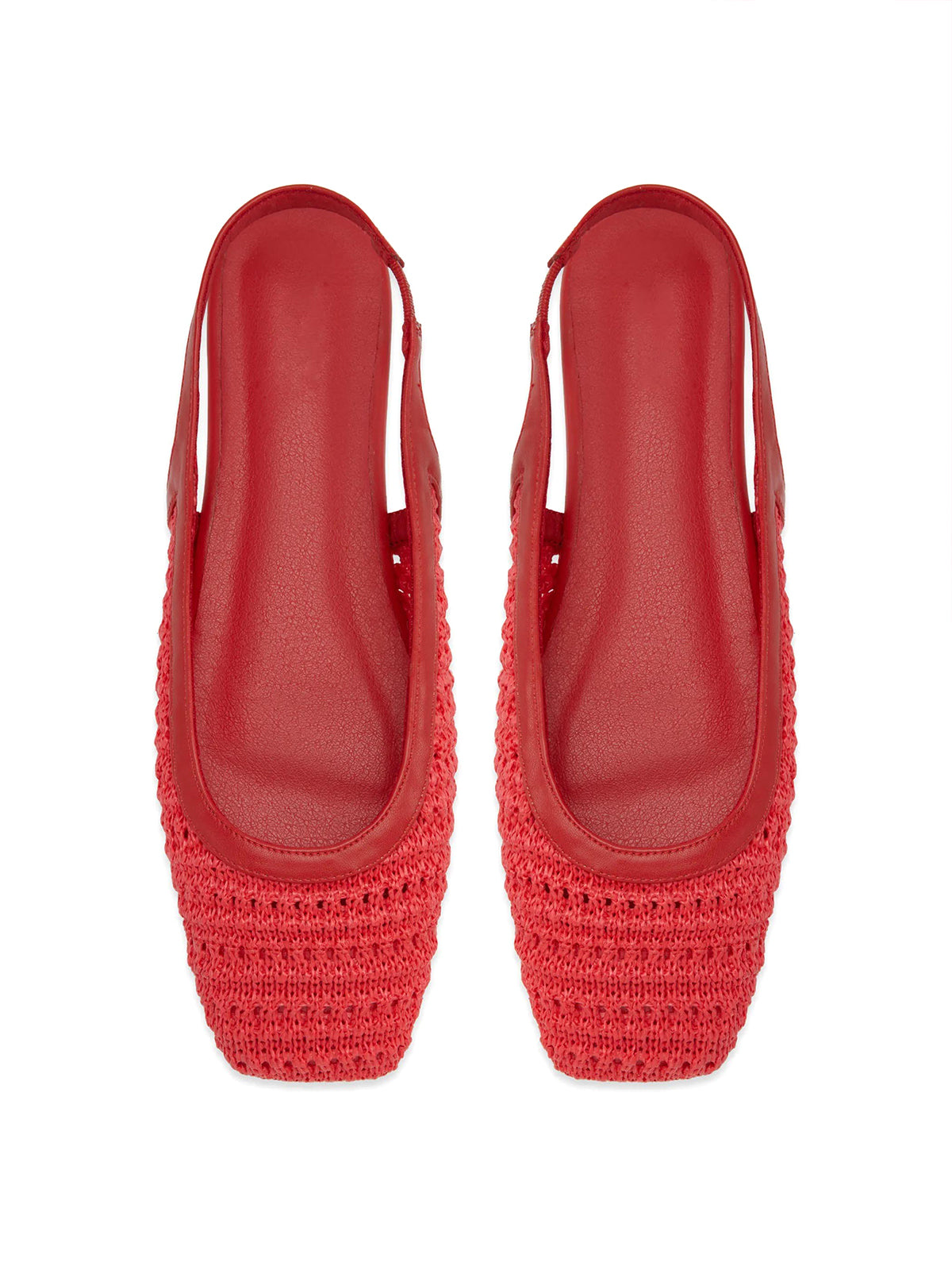 Red Grass Woven Square-Toe Classic Back Strap Flats