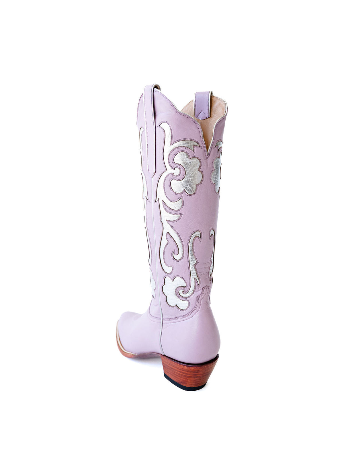 Lavender Almond-Toe Inlay Wide Mid Calf Cowgirl Boots