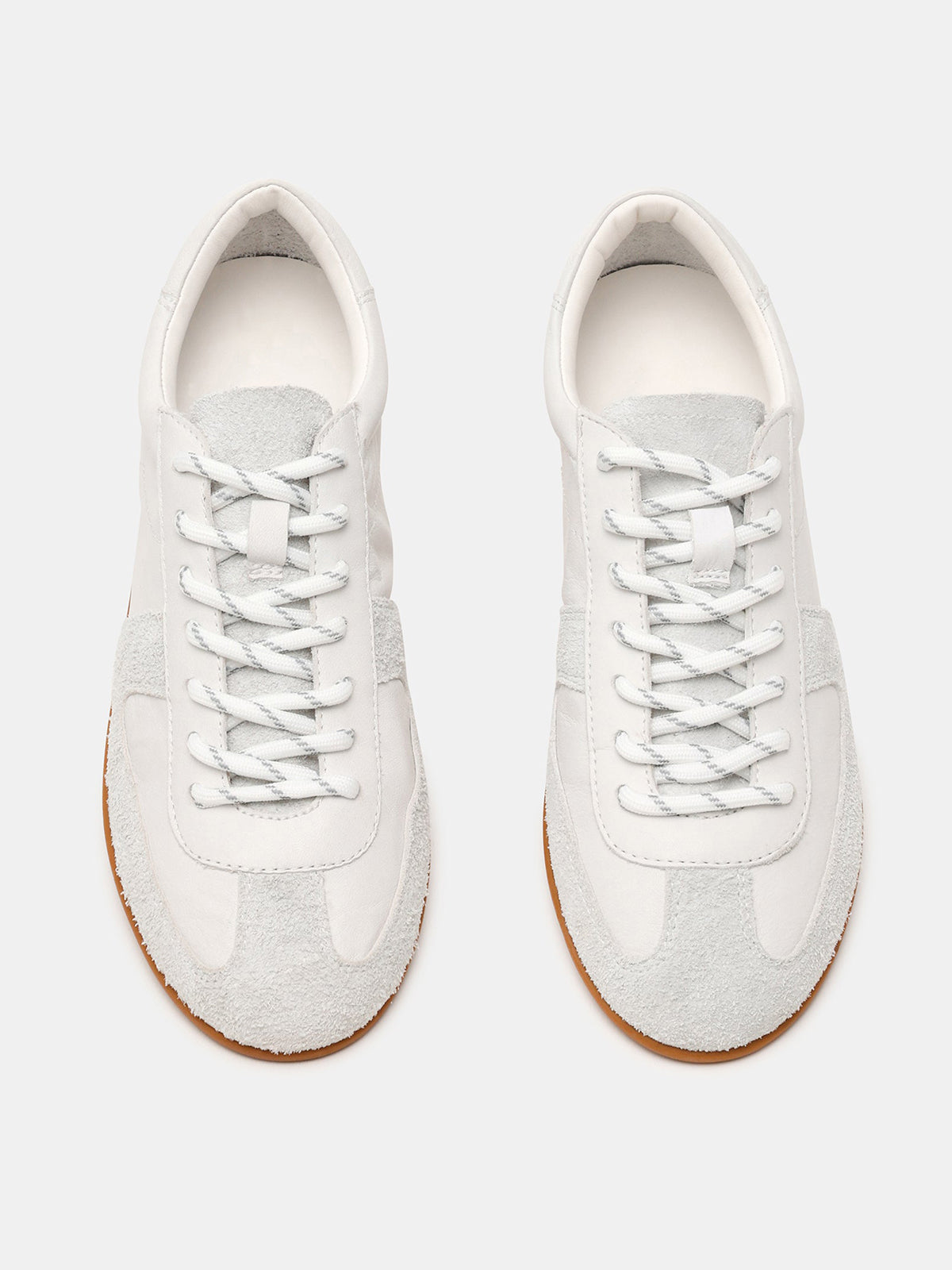 White Round-Toe Chic Lace-Up Classic Sneakers Flats