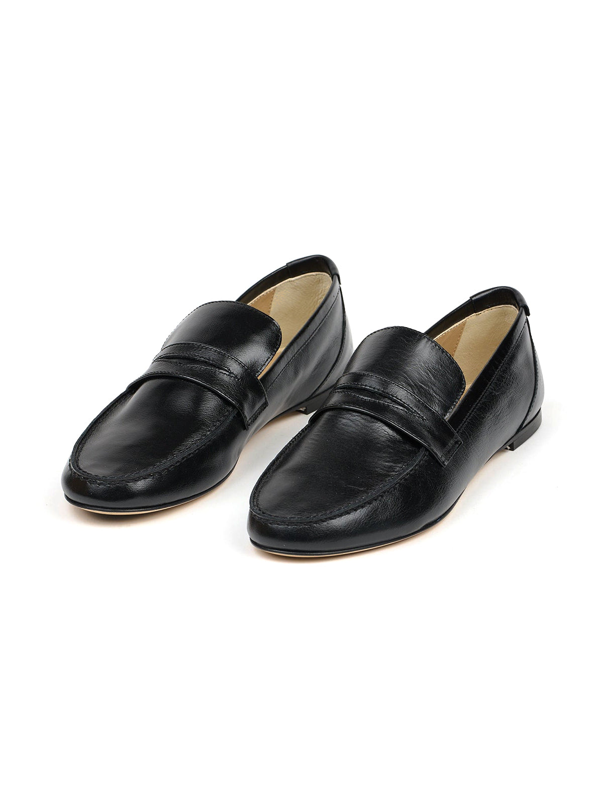 Round-Toe Slip-On Chic Loafers Flats - High Black