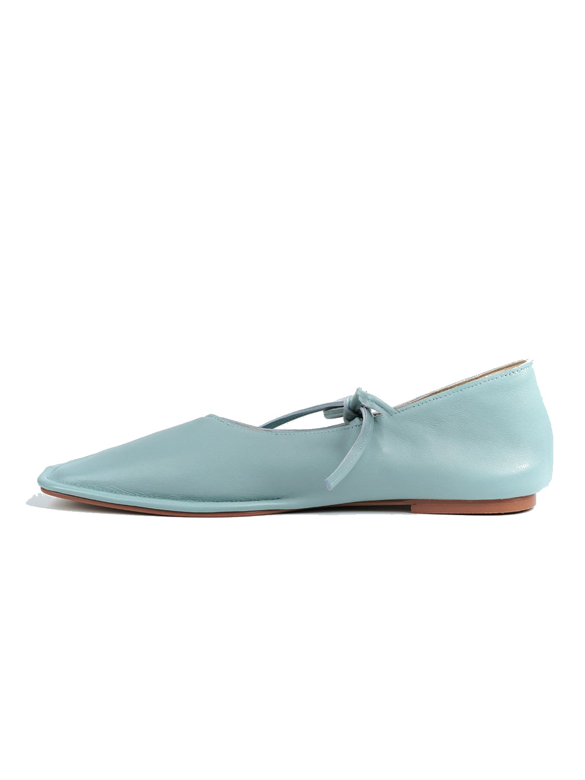 Sky Blue Square-Toe Middle Strap Slip-On Chic Flats