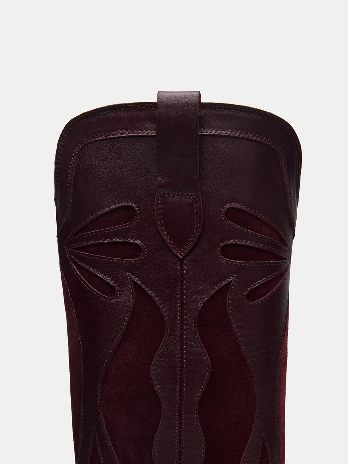 Wine Red Pointed-Toe Inlays Knee High Tall Wide Calf Cowgirl Boots