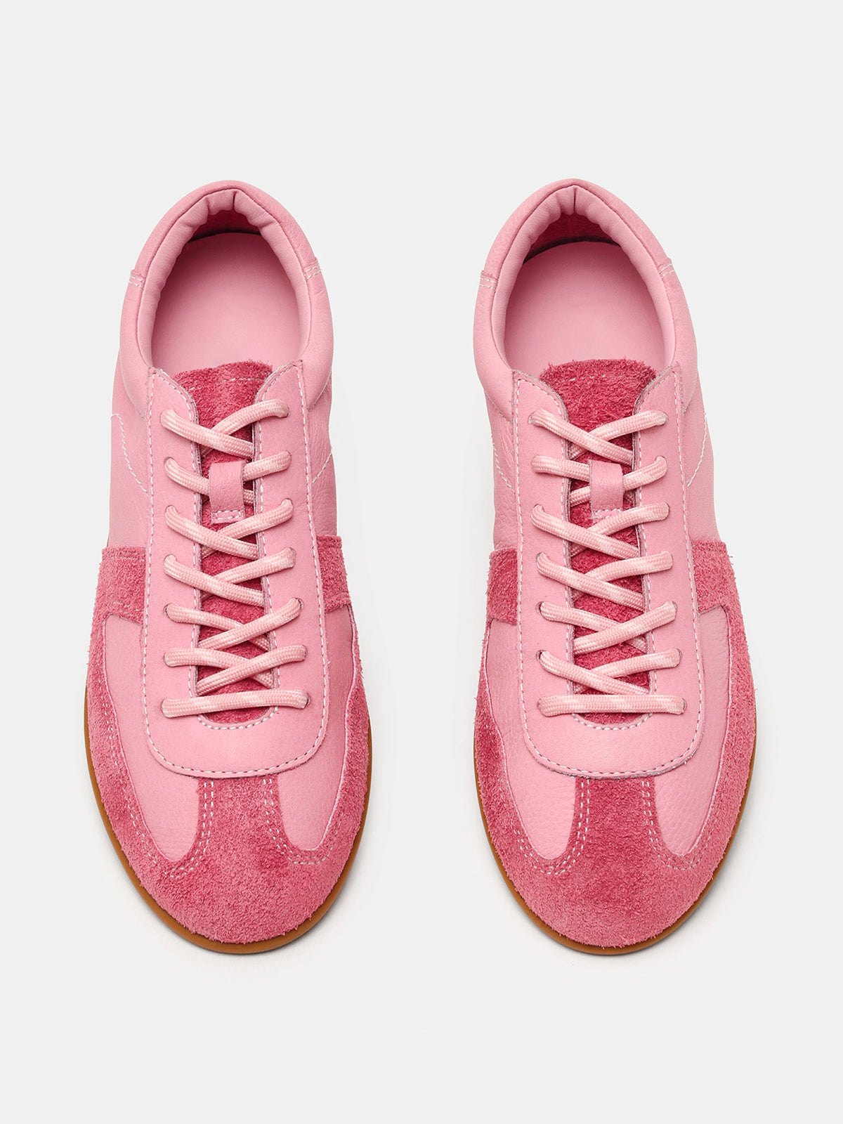 Pink Round-Toe Chic Lace-Up Classic Sneakers Flats