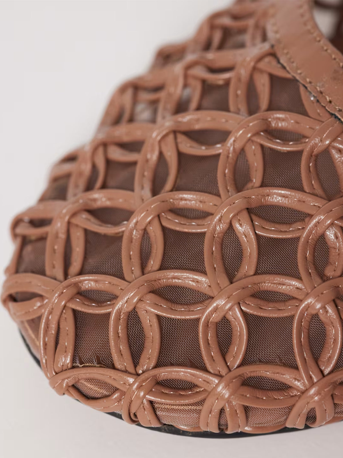 Taupe Woven Vegan Leather Square-Toe Classic Back Strap Flats