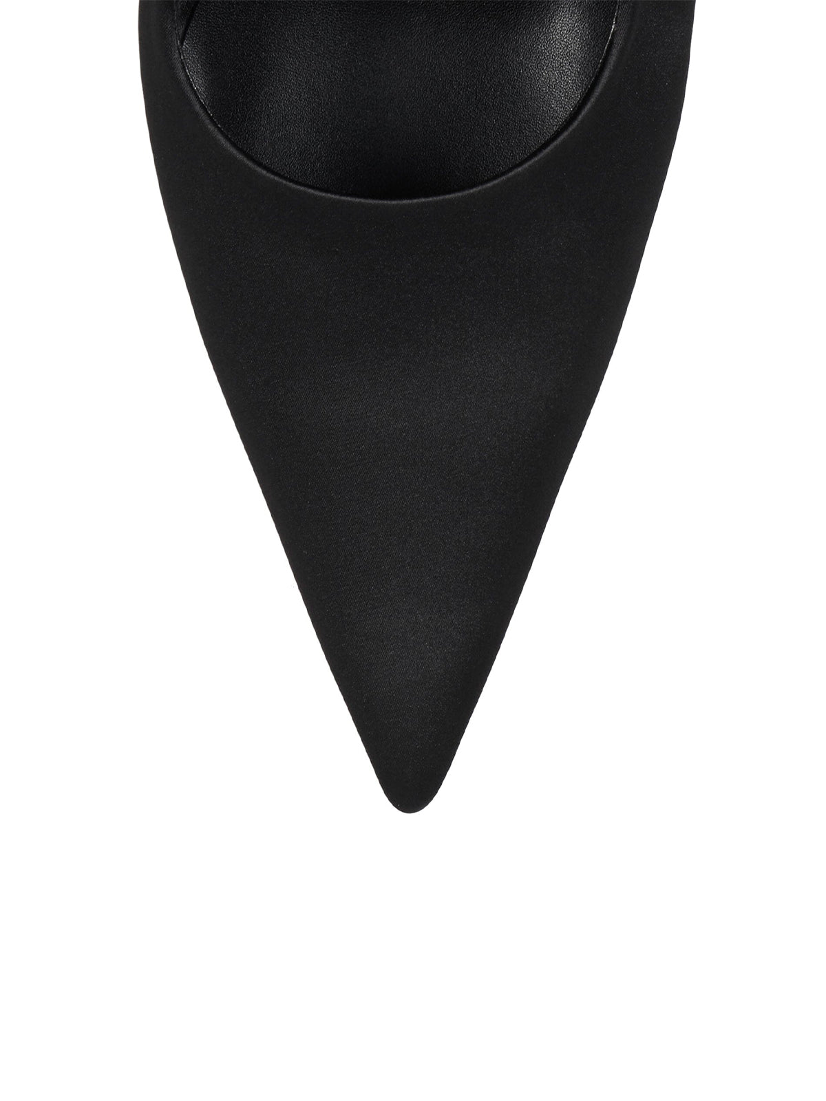 Black Satin Pointed-Toe Slip-On Slingback Chic High Heels