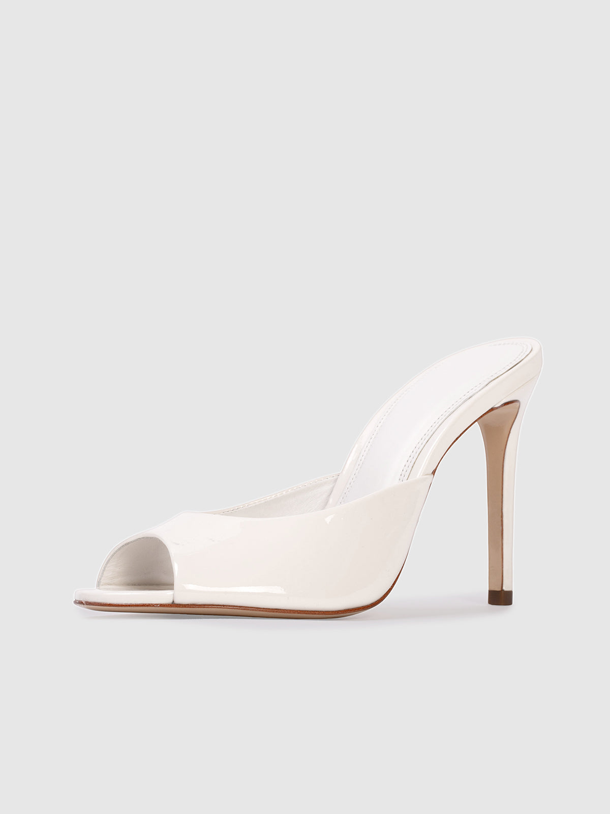 Patent Ivory Round-Toe Simple High Heels