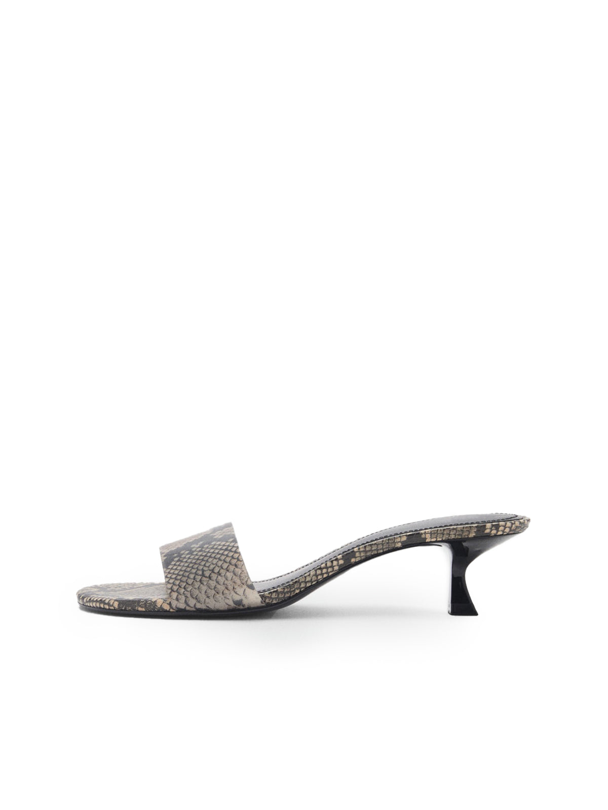 Snakeskin Round-Toe Classic Simple Kitten Heels