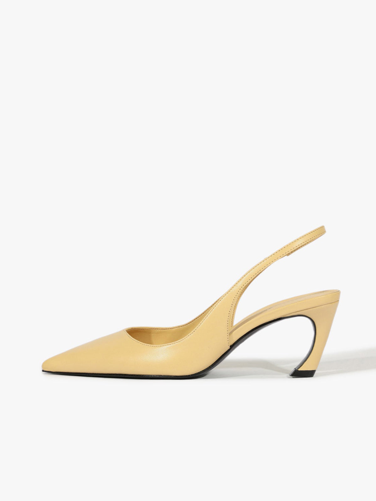 Slingback Pointed-Toe Simple Kitten Heels - Beige