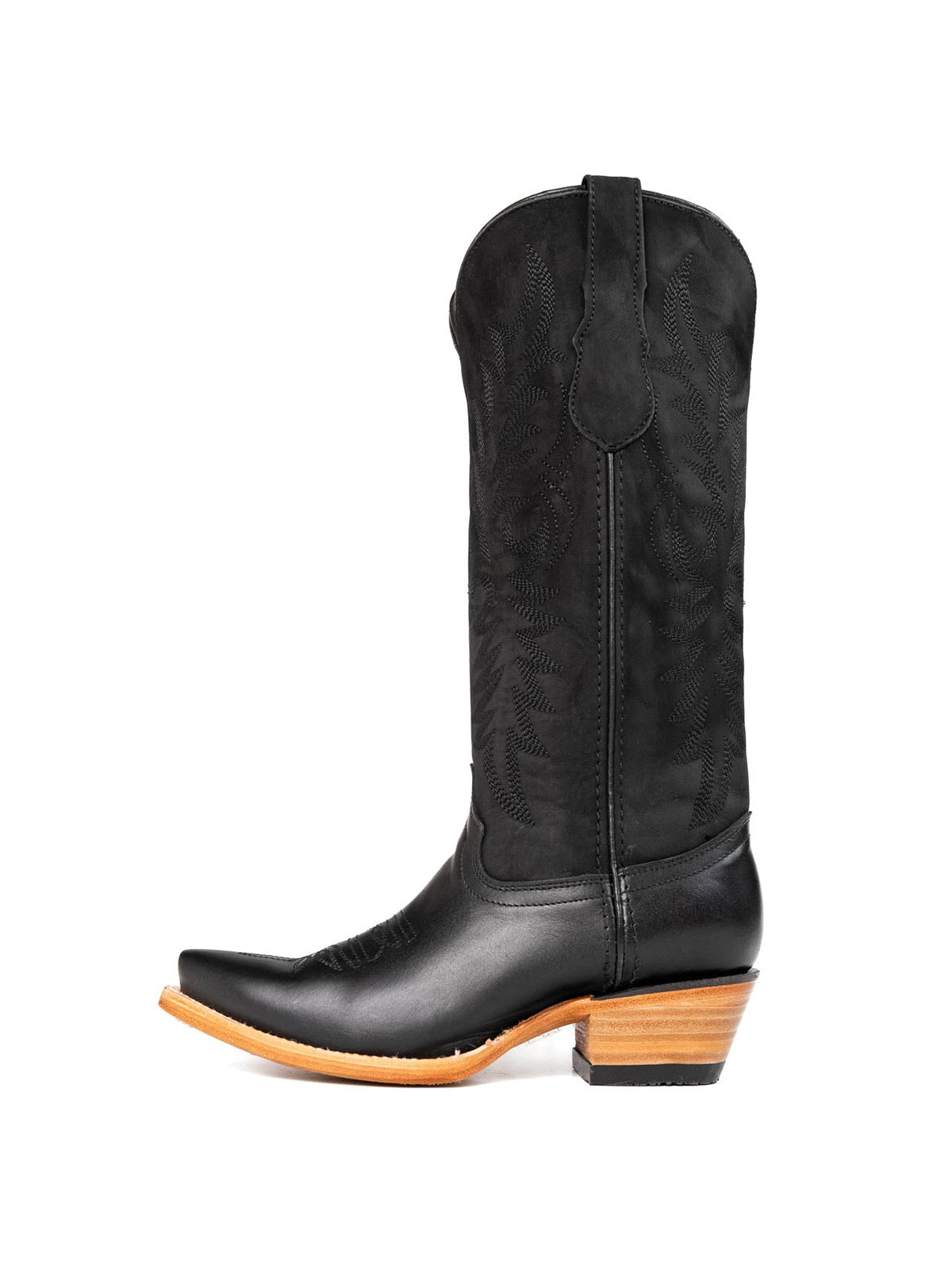 Black Western Snip-Toe Wide Calf Knee High Cowgirl Boots