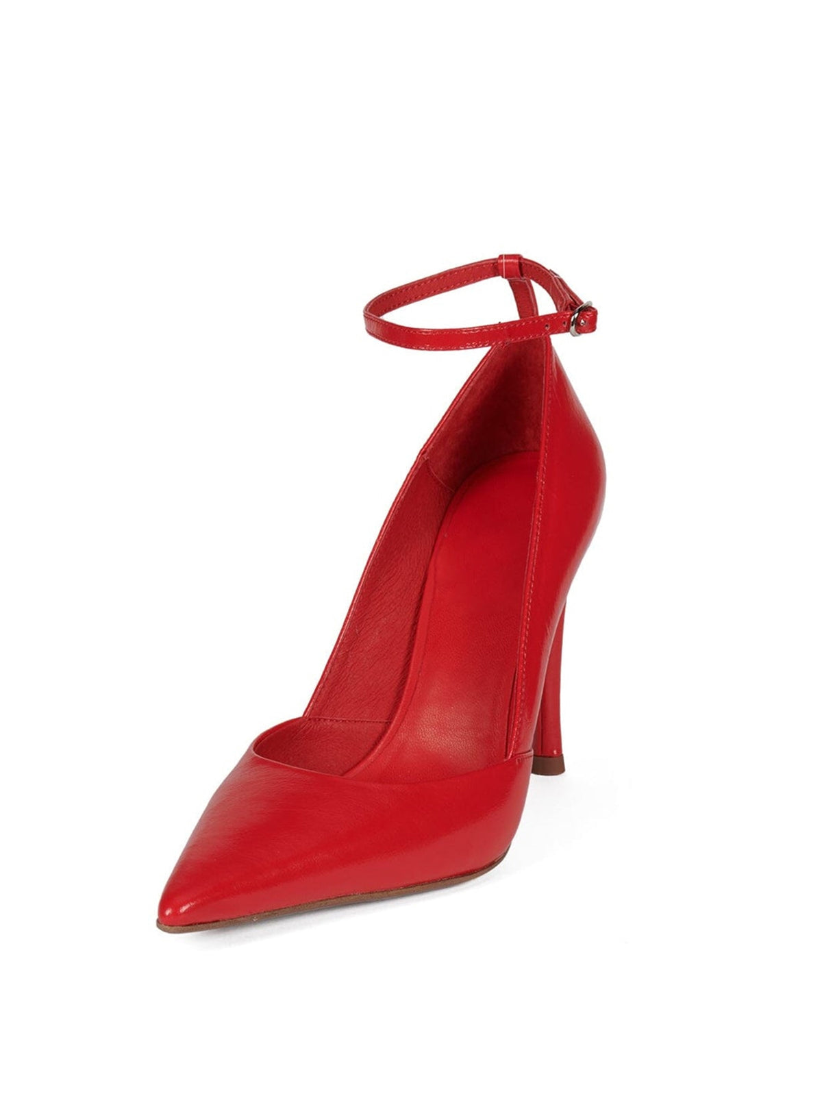 Red Pointed-Toe Simple And Chic Ankle Strap Sleek High Heels