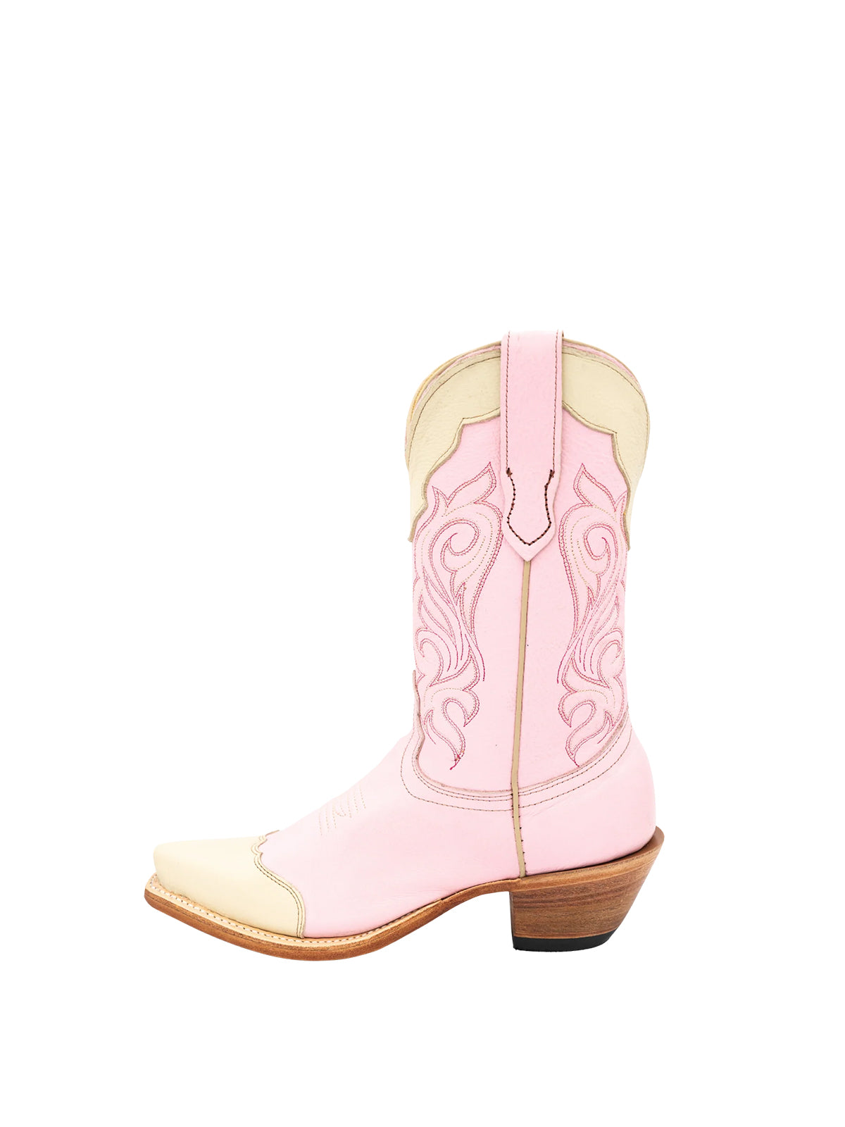 Contrast White And Yellow Snip-Toe Classic Embroidery Mid Calf Cowgirl Boots