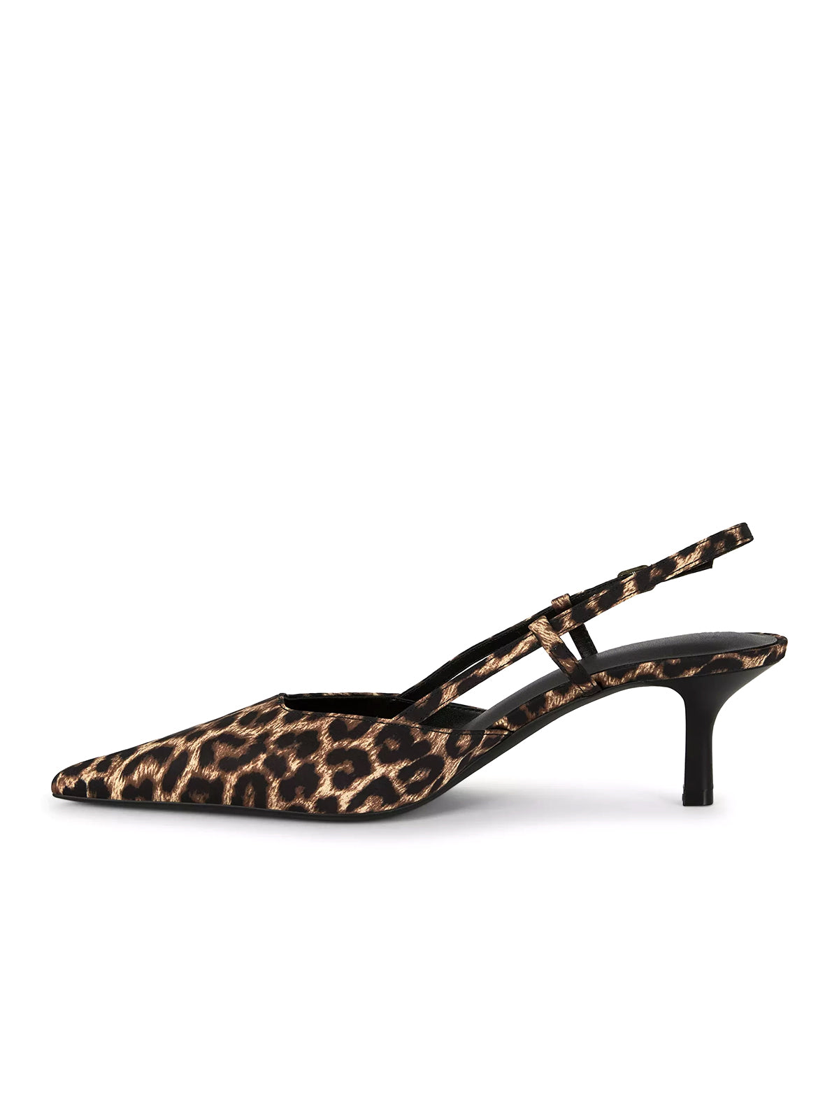 Leopard Faux Suede Pointed-Toe Slingback Kitten Heels