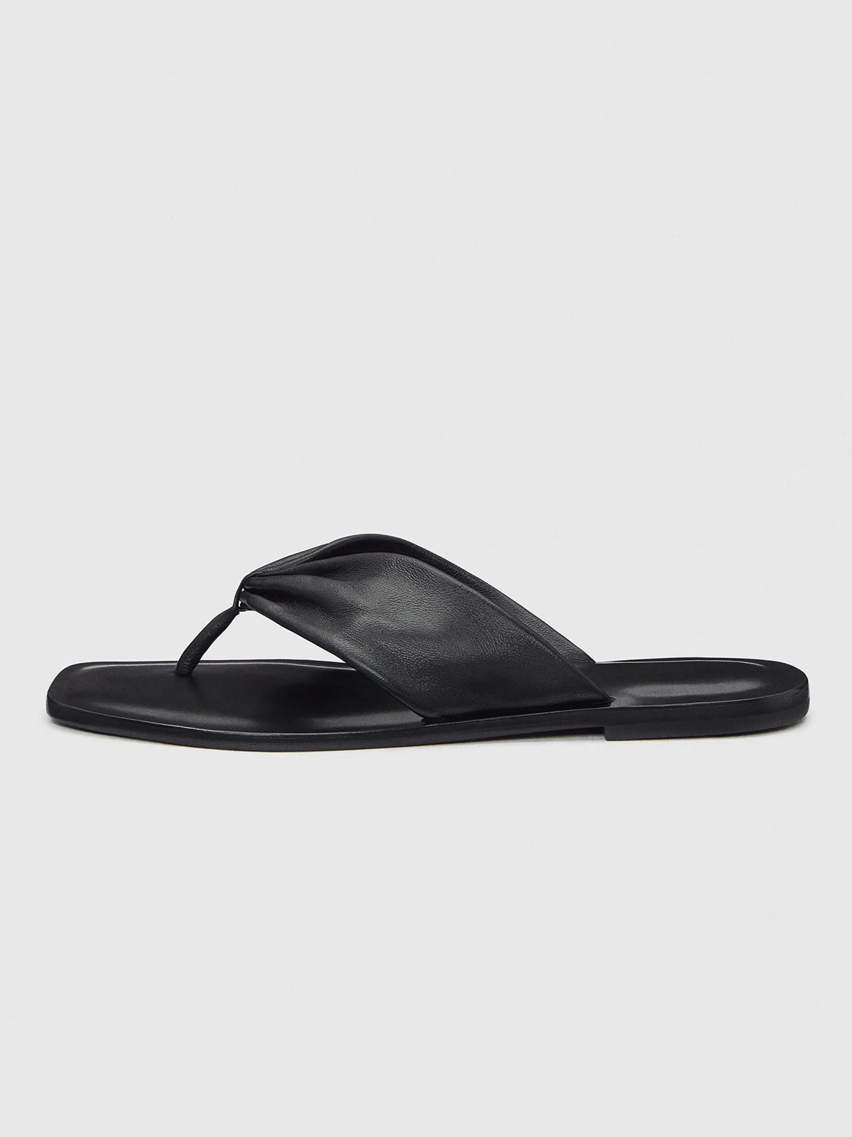 Black Square-Toe Front Studs Flip-Flops Simple Backless Flats
