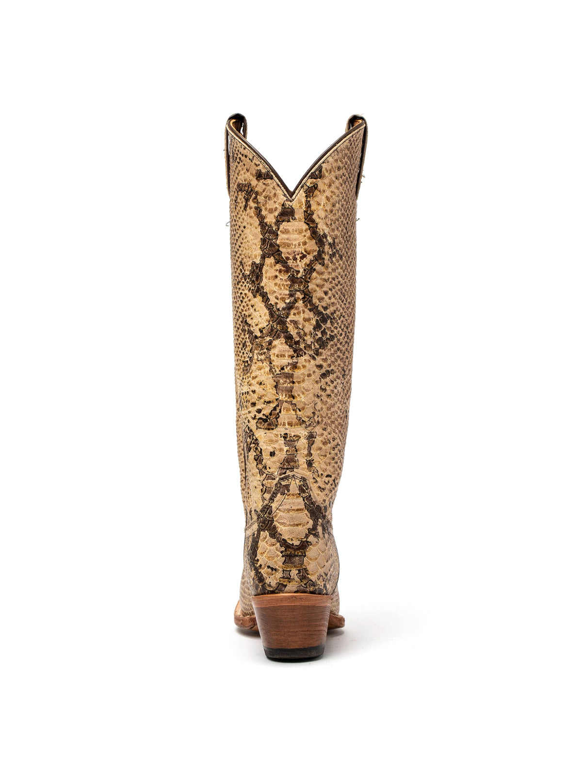 Natural Snakeskin Print Snip-Toe Sleek Wide Calf Knee High Cowgirl Boots