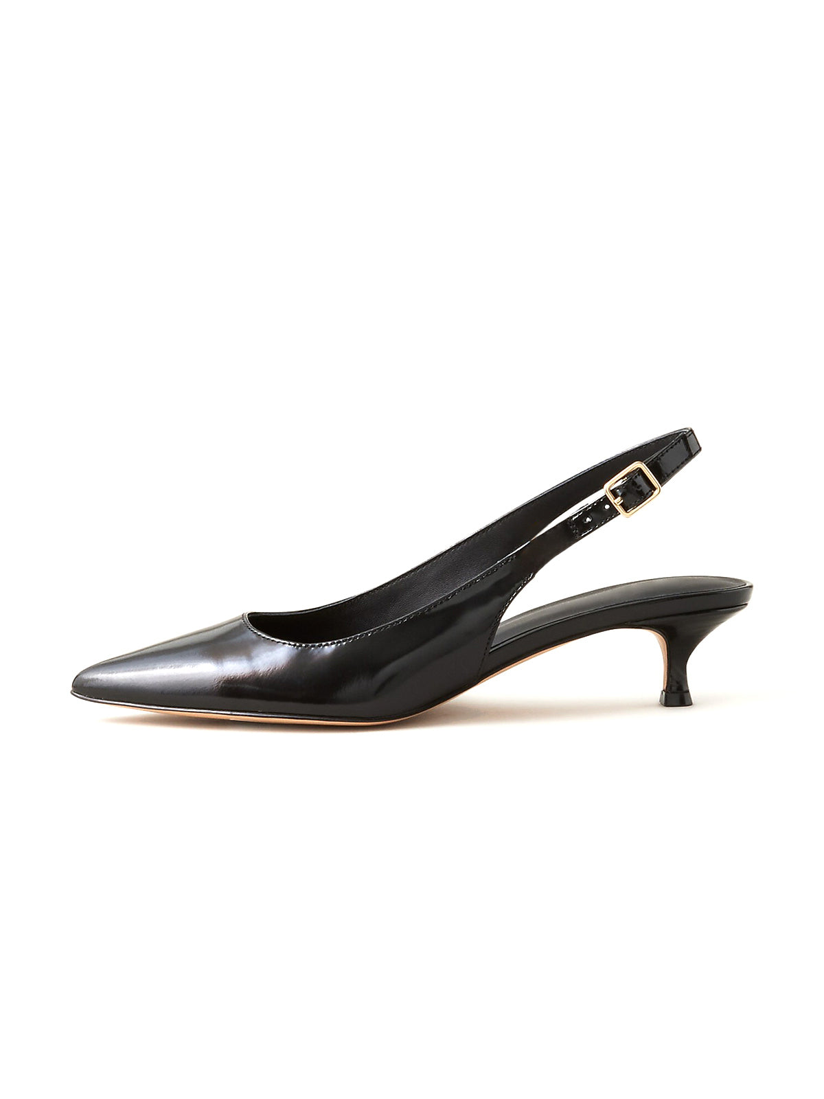 Black Pointed-Toe Mary Jane And Back Strap Kitten Heels