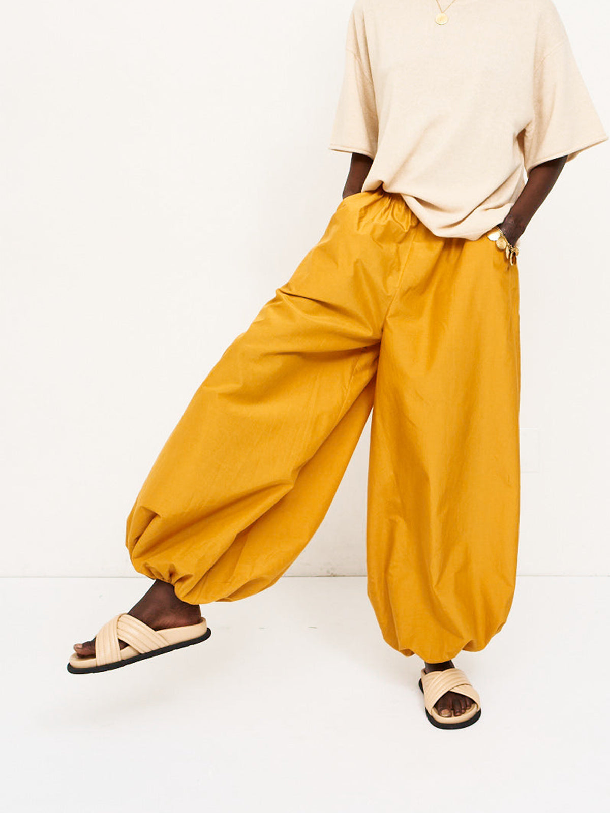 Beige Square-Toe Crossed Straps Chic Backless Flats