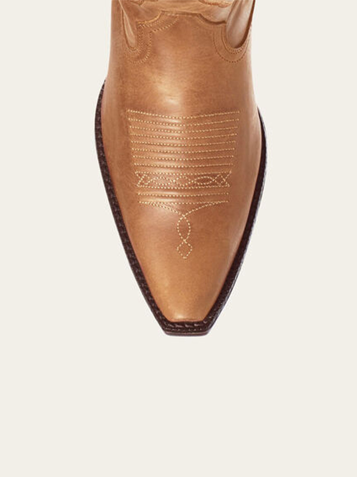 Tan Snip-Toe Embroidery Classic Wide Mid Calf Cowgirl Boots