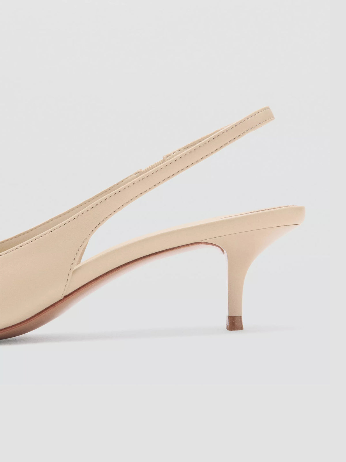Ecru Pointed-Toe Chic Back Strap Classic Kitten Heels
