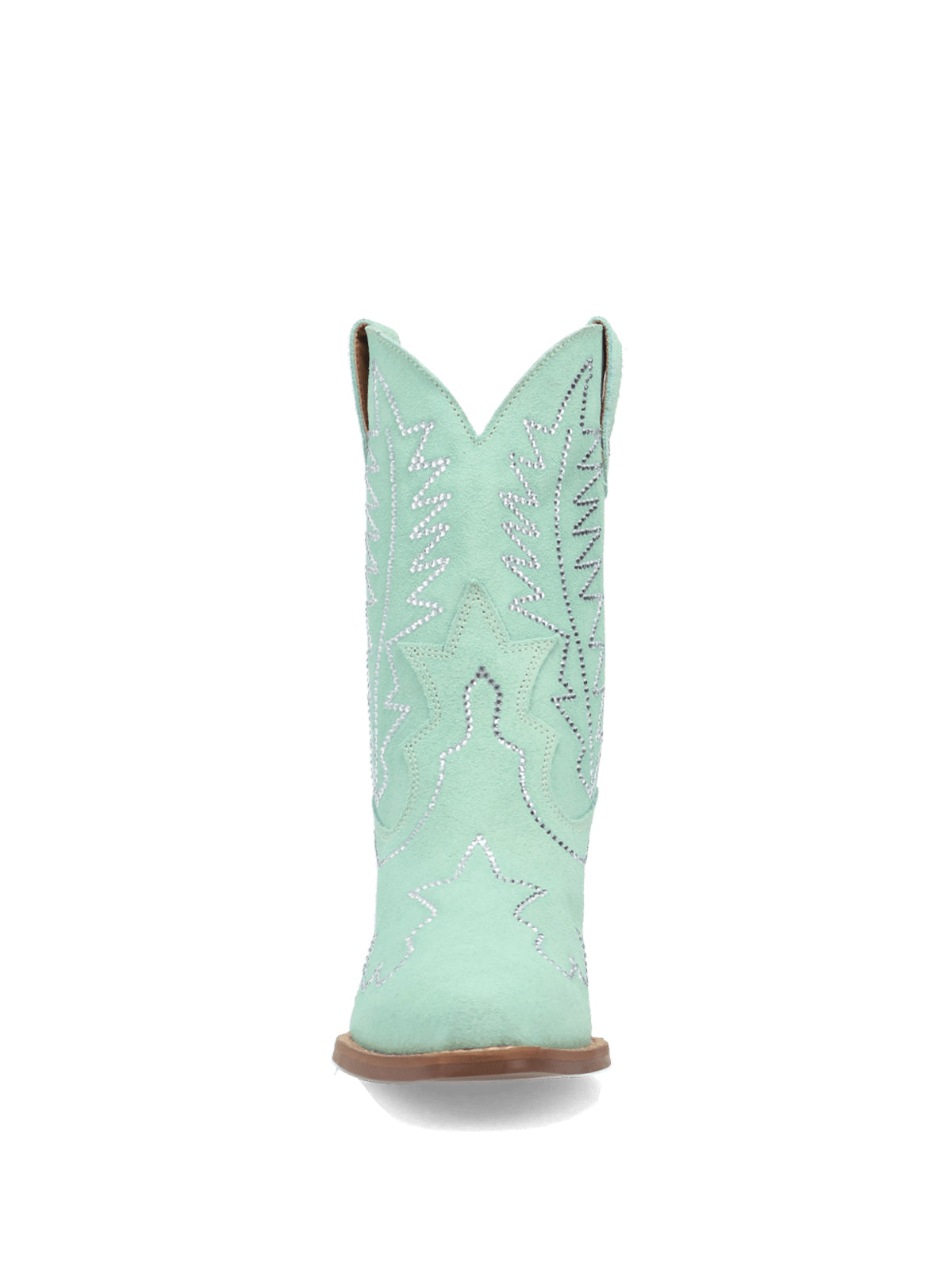 Green Faux Suede Snip-Toe Western Embroidery With Rhinestones Ankle Cowgirl Boots