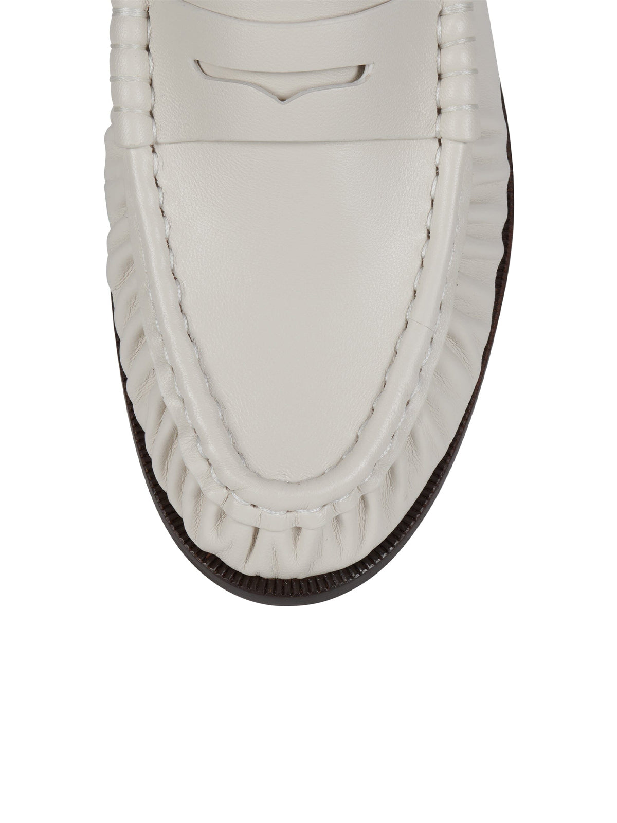 Round-Toe Backless Slip-On Loafer Mule Flats - Bone