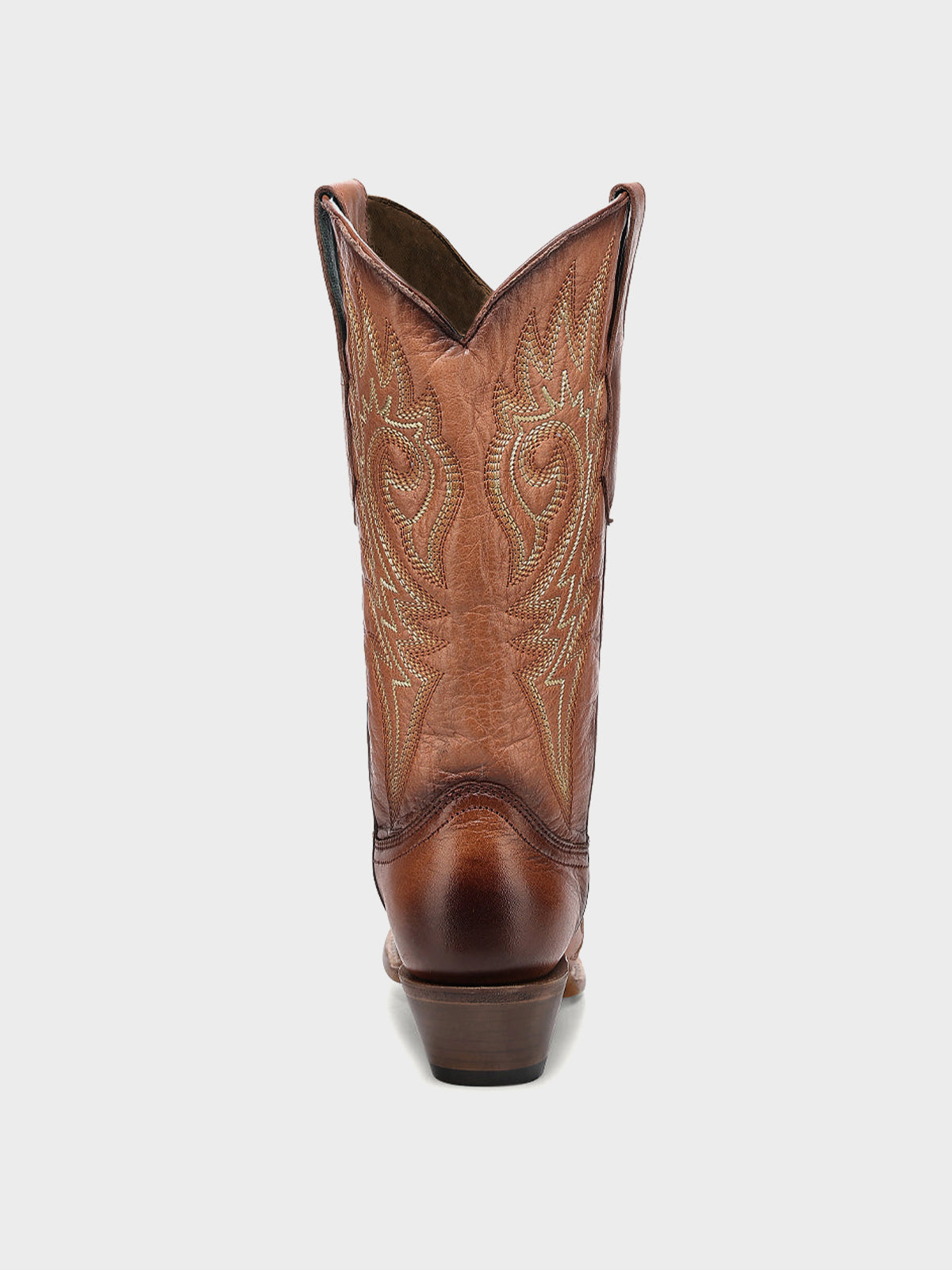 Flames Embroidery Snip-Toe Sleek Mid Calf Cowgirl Boots - Cognac