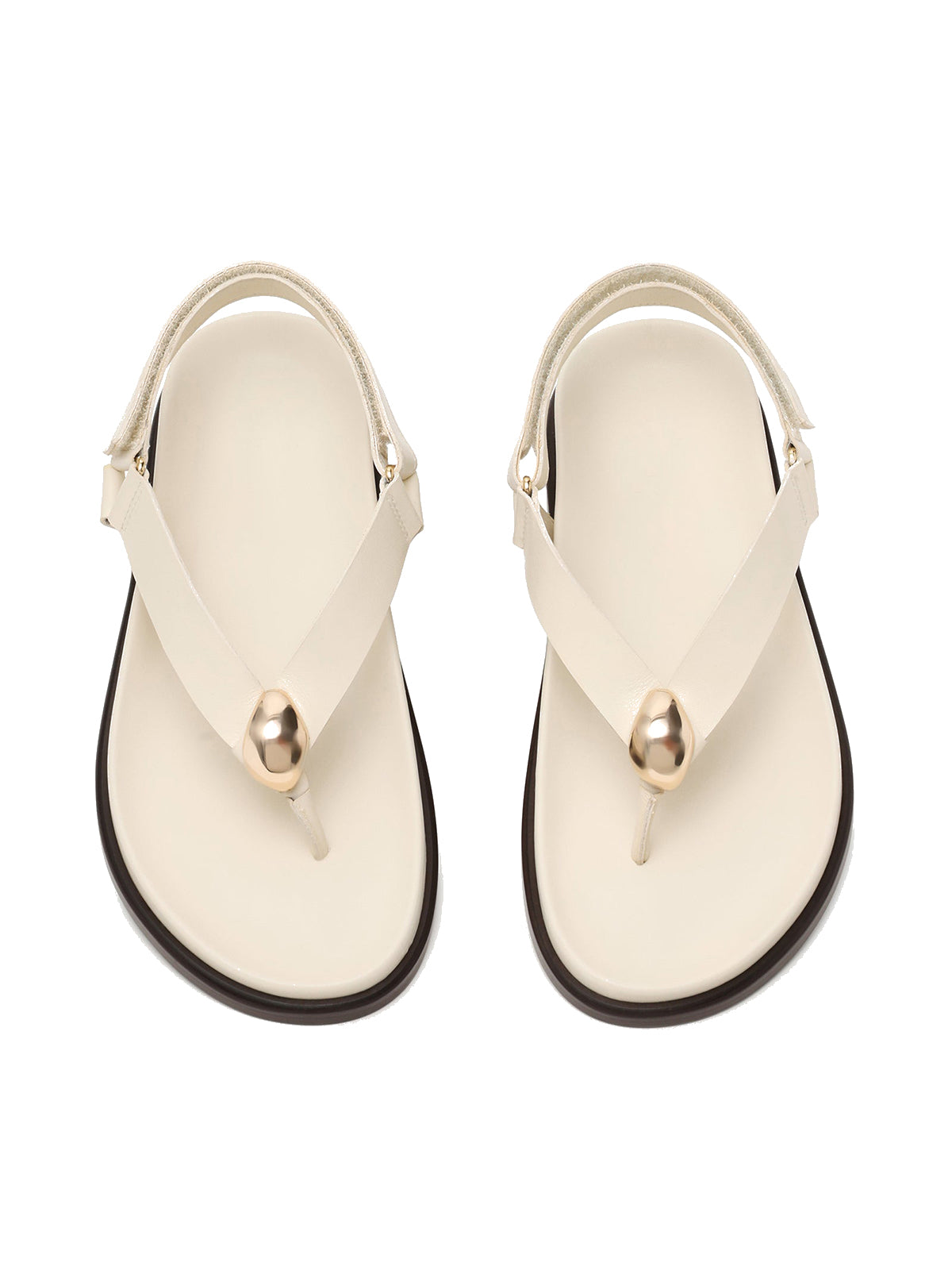 Bone Round-Toe Simple Slingback Flip-Flops Flats