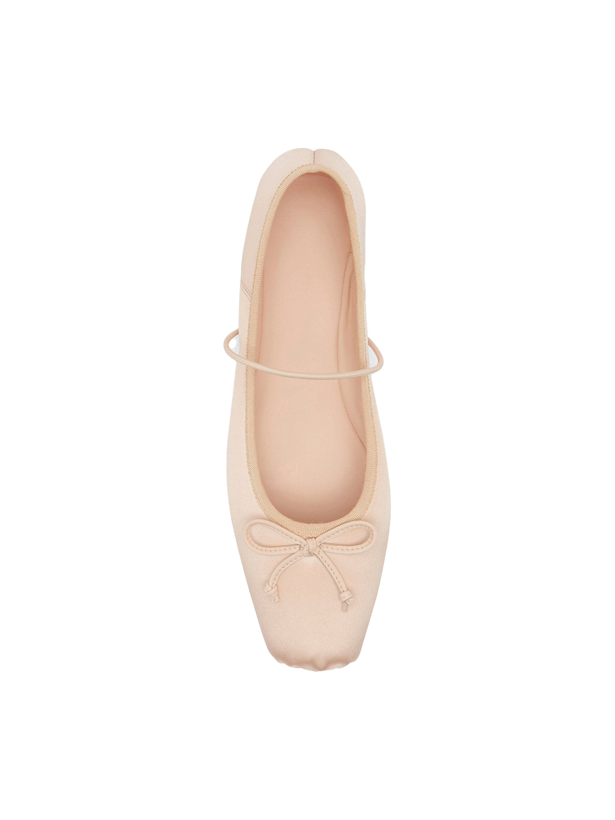 Blush Pink Satin Square-Toe Ballet Classic Flats With Bow