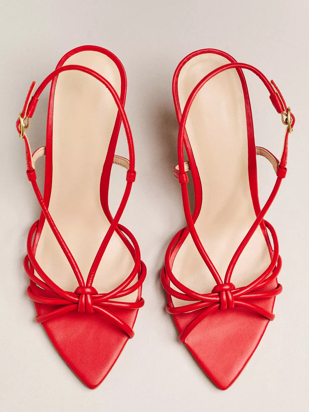 Pointed-Toe Strappy And Back Strap Chic High Heels - Red