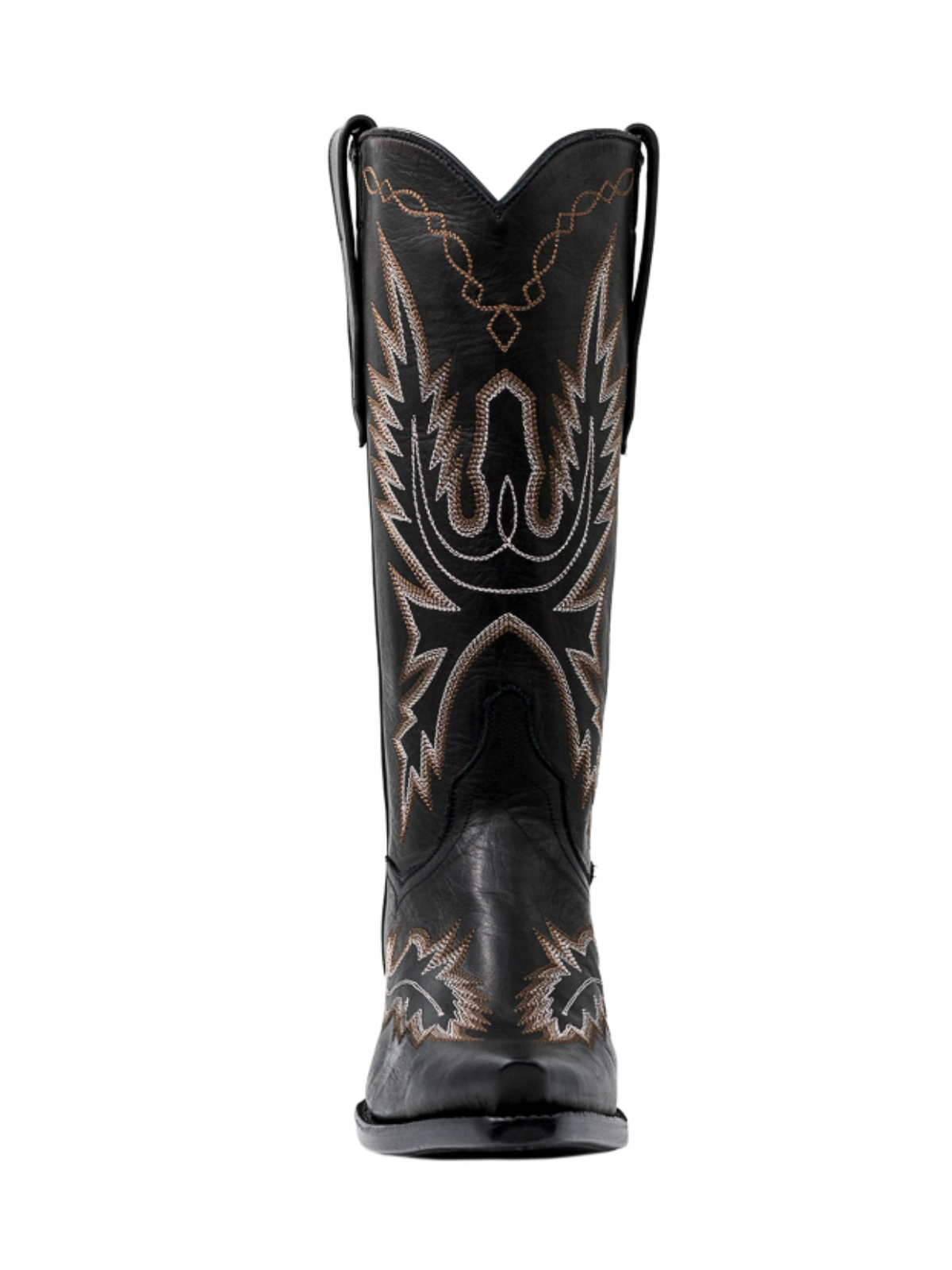 Snip-Toe Classic Embroidery Wide Mid Calf Tall Cowgirl Boots - Black