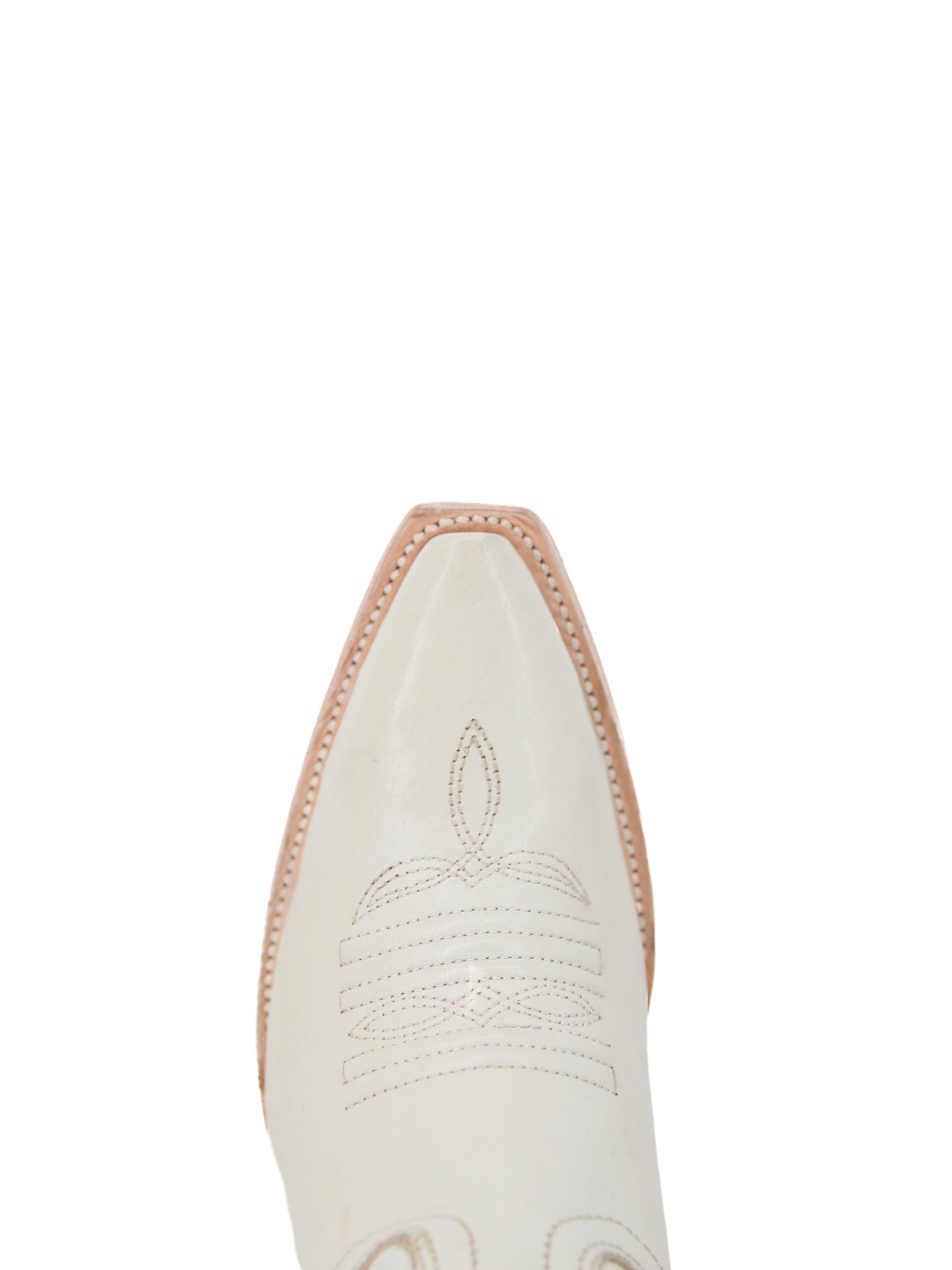 Ivory Snip-Toe Half-Zip Classic Embroidery Knee High Tall Cowgirl Boots