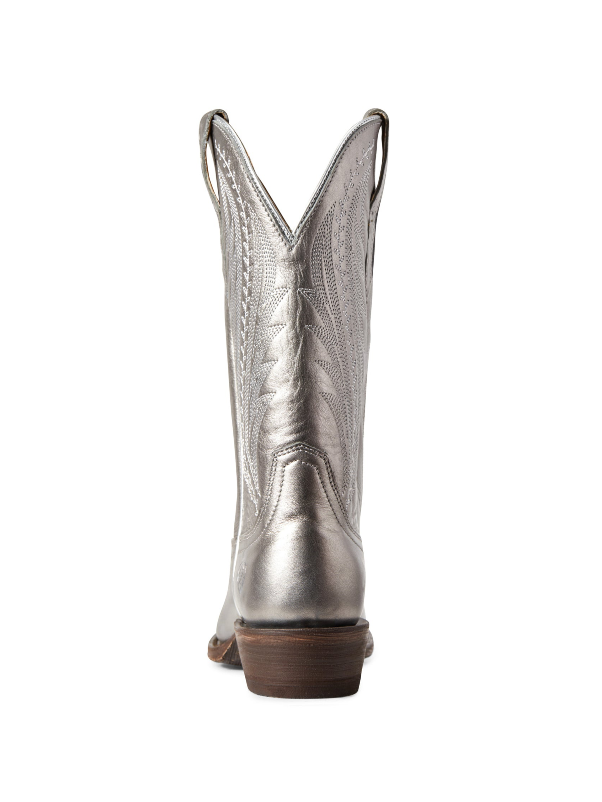 Metallic Silver Snip-Toe Western Embroidery Wide Mid Calf Cowgirl Boots