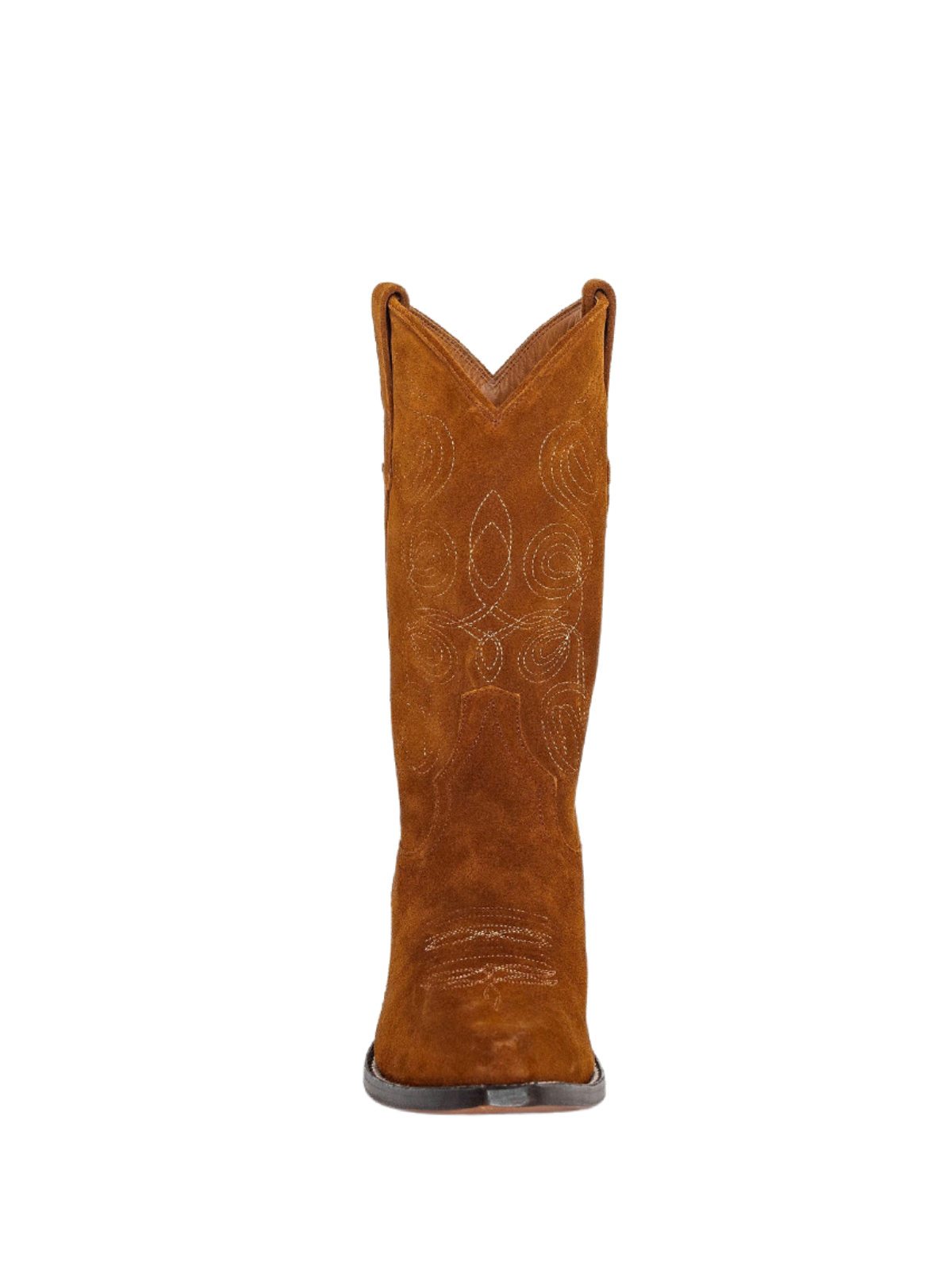 Brown Faux Suede Embroidery Cowgirl Boots Wide Calf Western Boots