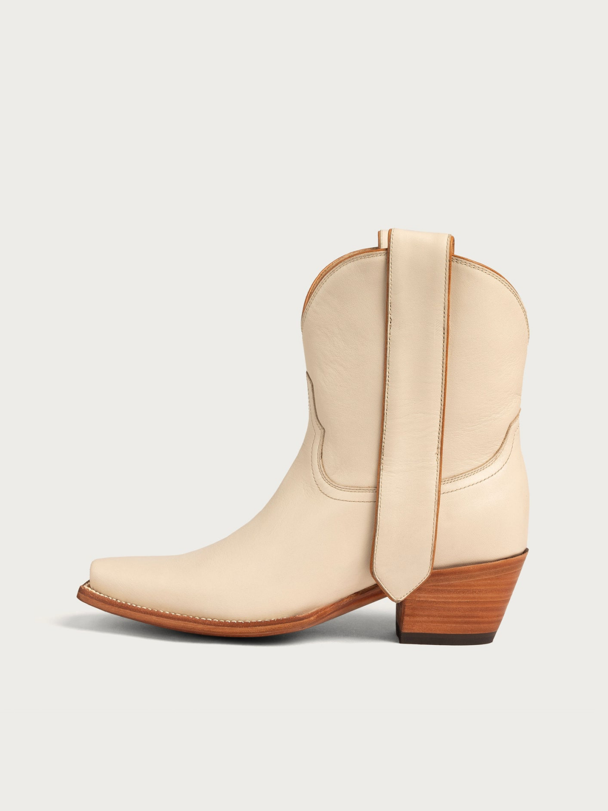 Bone Snip-Toe Elongated Mule Ear Pull Wide Mid Calf Boots