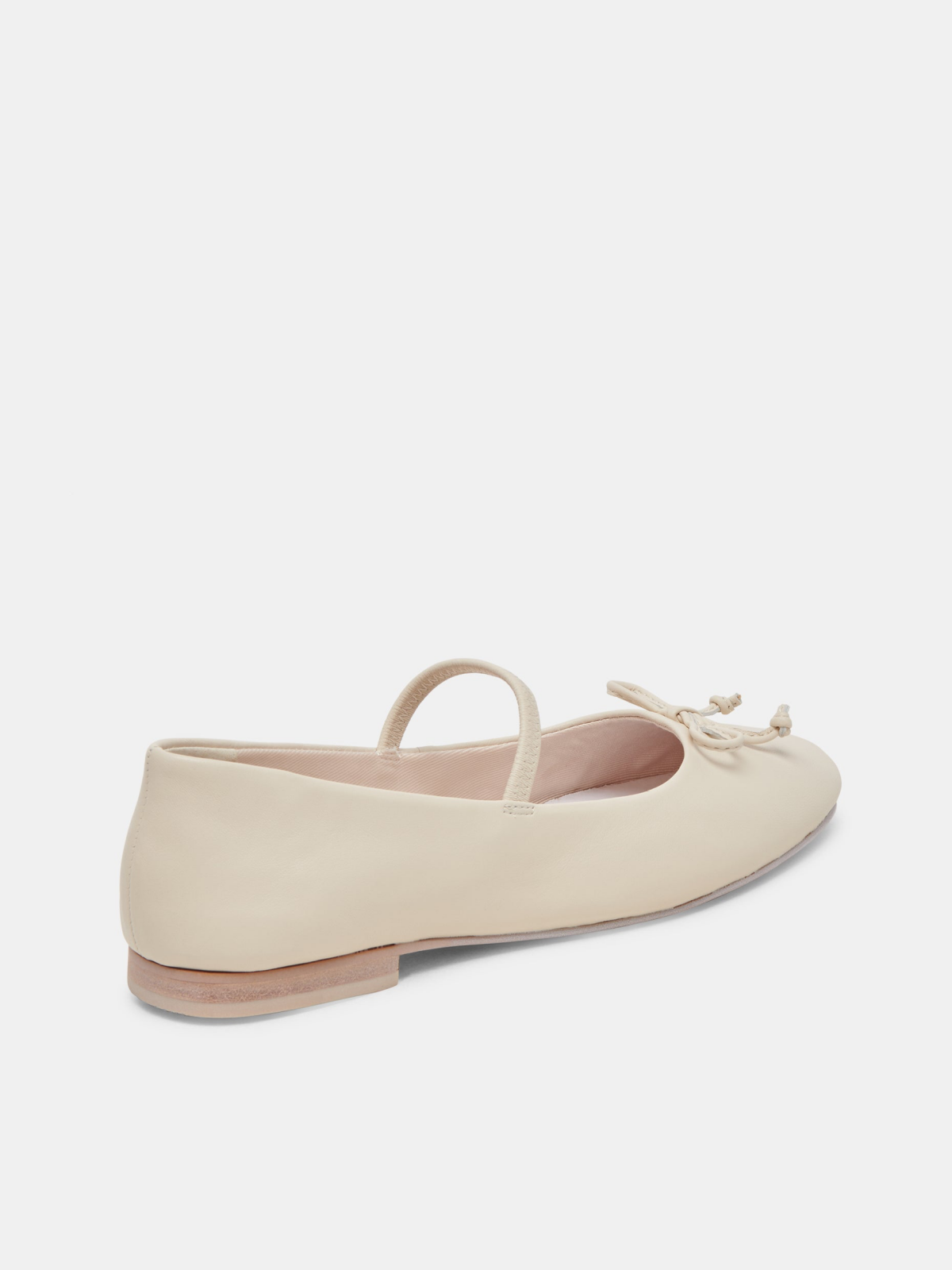 Ivory Bow Round-Toe Ballet Flats Elastic Strap Mary Janes