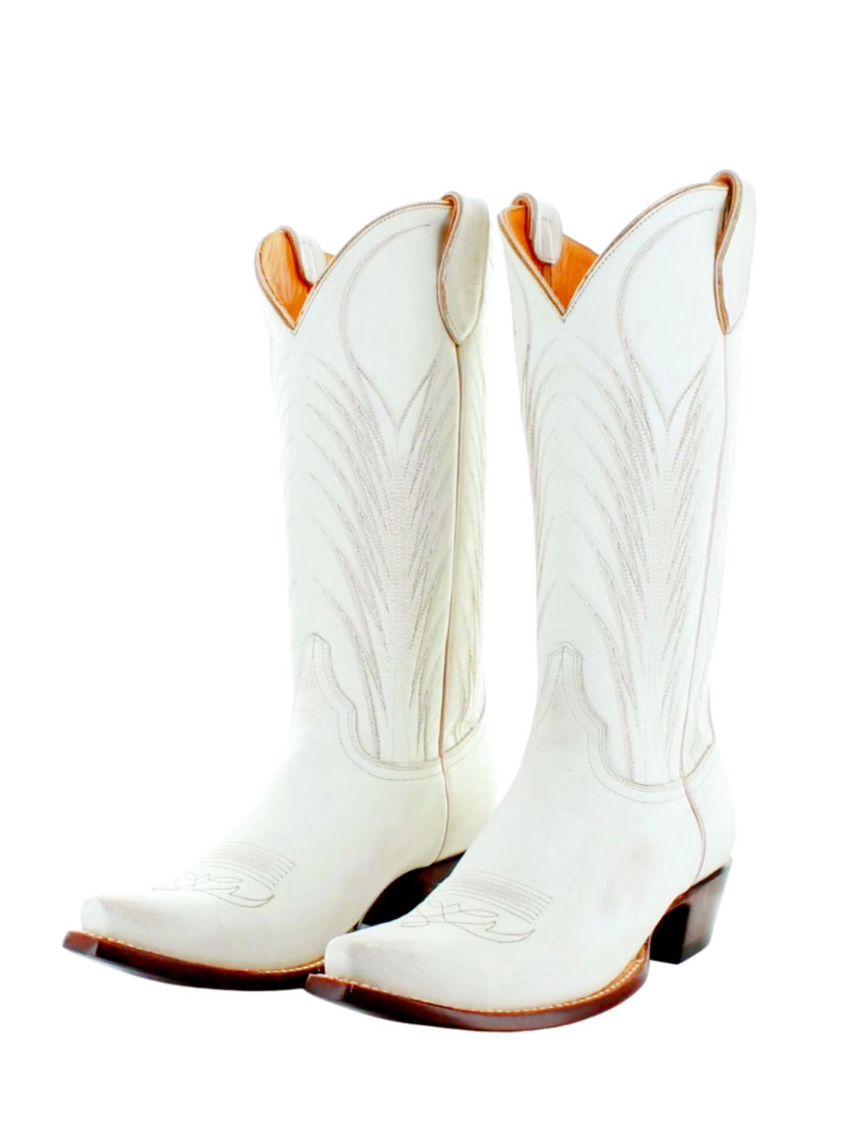 White Embroidery Snip-Toe Wide Mid Calf Western Boots Cowgirl Tall Boots